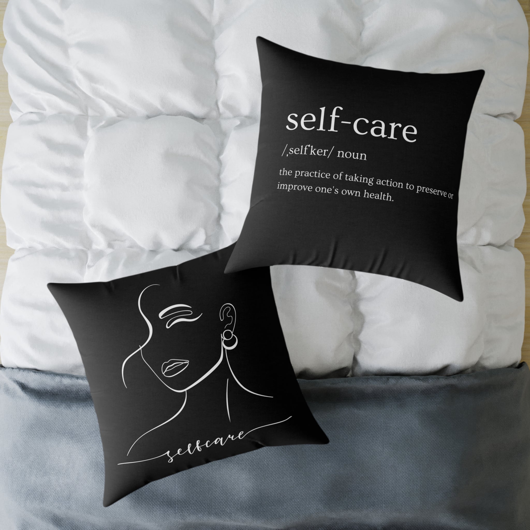 Chic Self-Care Pillow - Modern Decor, Cozy Home Accent, Gift for Wellness Lovers, Affirmation Decor, Inspirational Cushion
