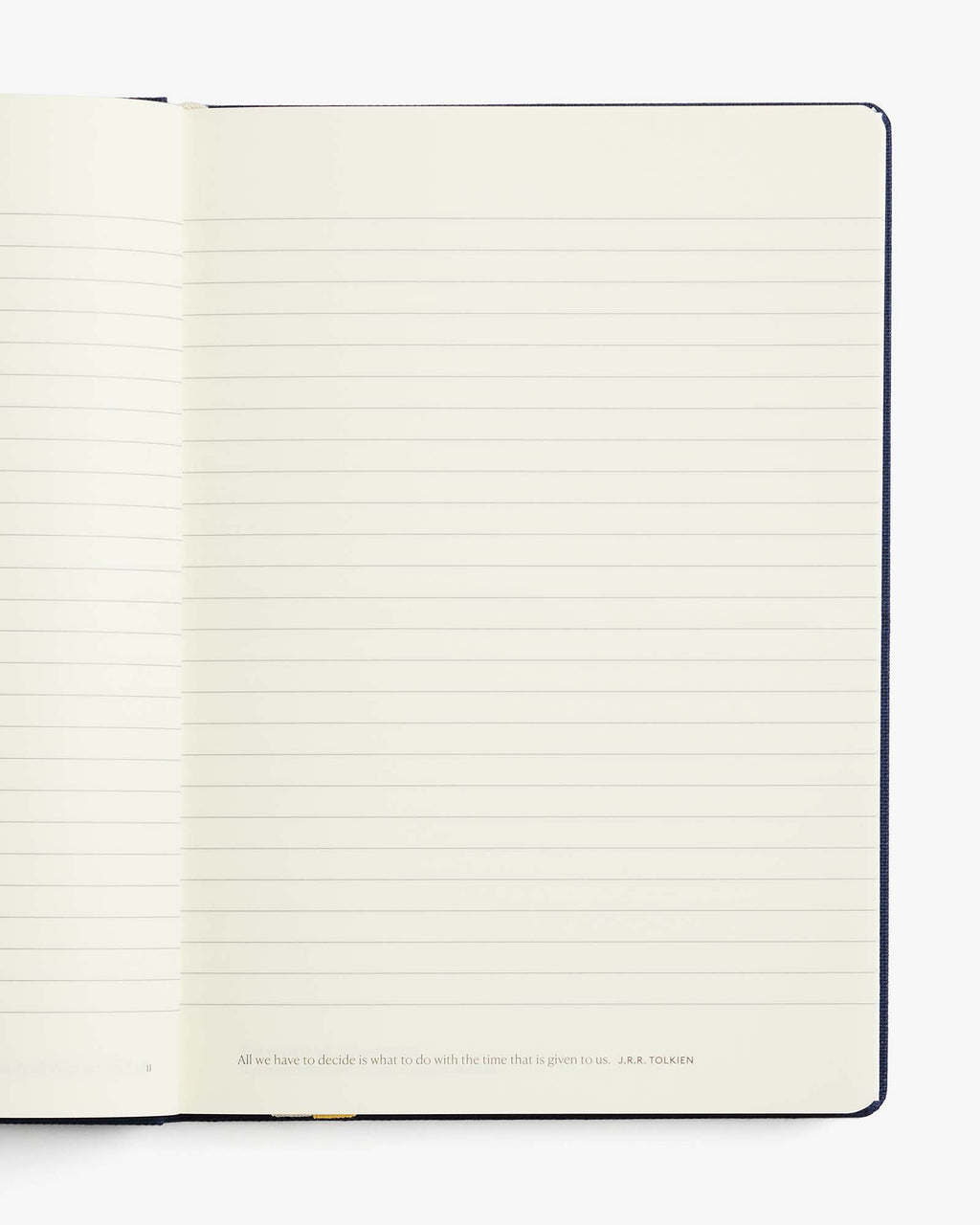 Open notebook with lined pages on a white background