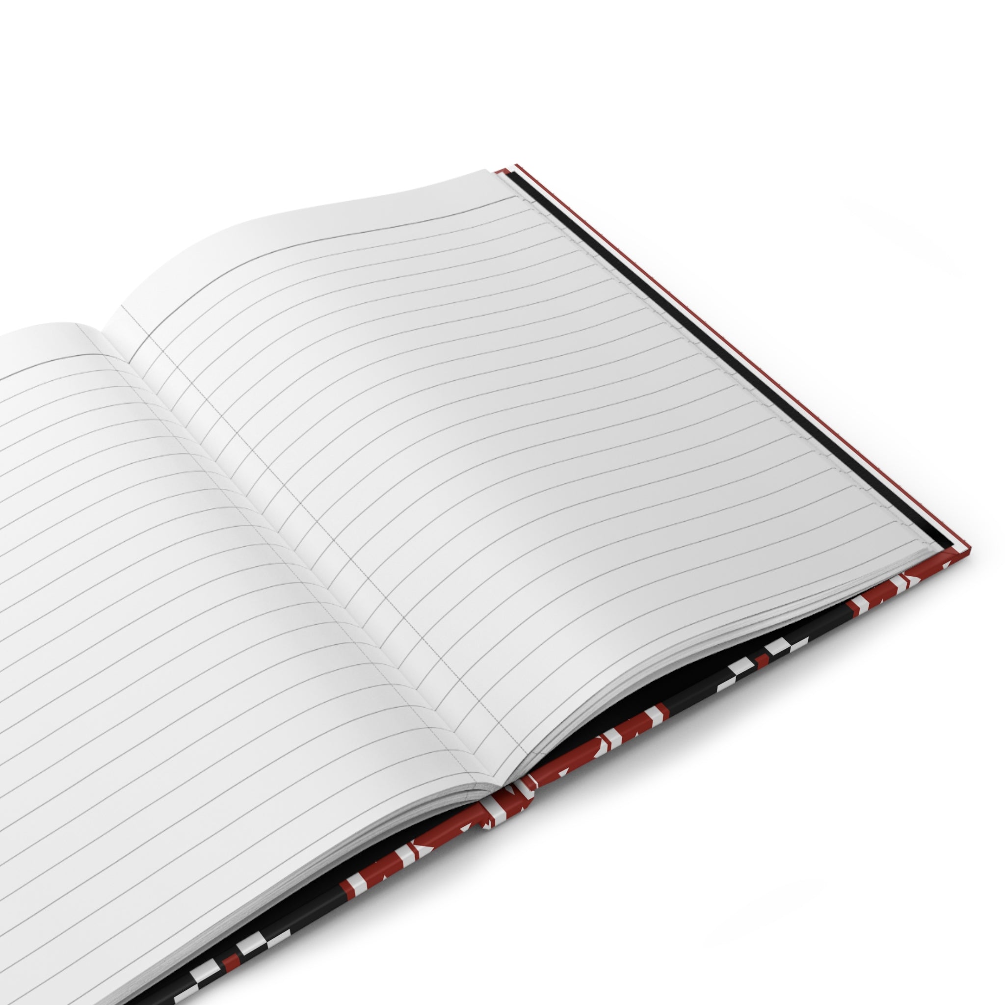 Tribal Geo Pattern Hardcover Journal — Red & Black Lined Notebook