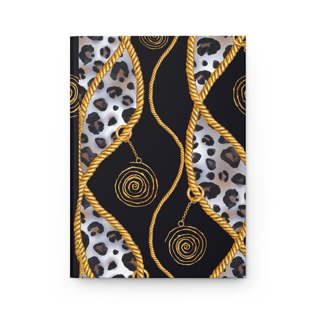 Leopard Rope & Gold Pendant Hardcover Journal — Lined Notebook