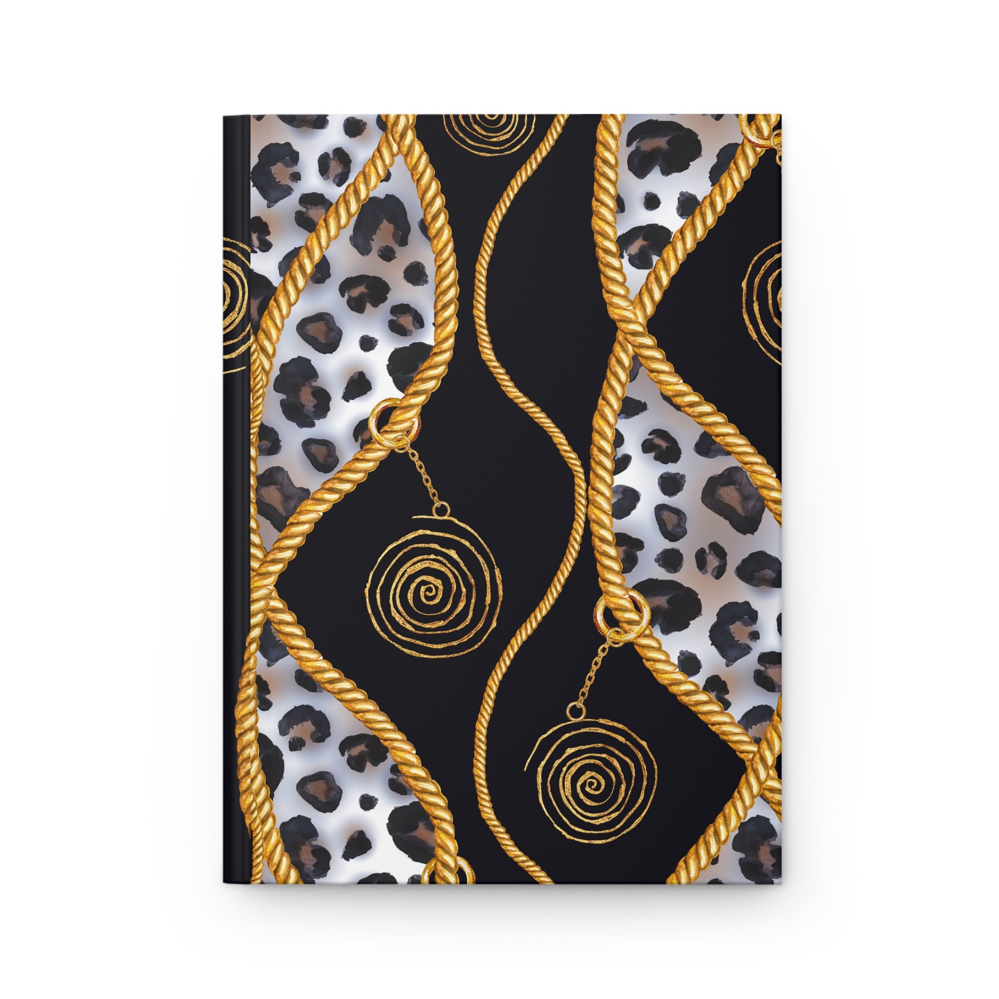 Leopard Rope & Gold Pendant Hardcover Journal — Lined Notebook