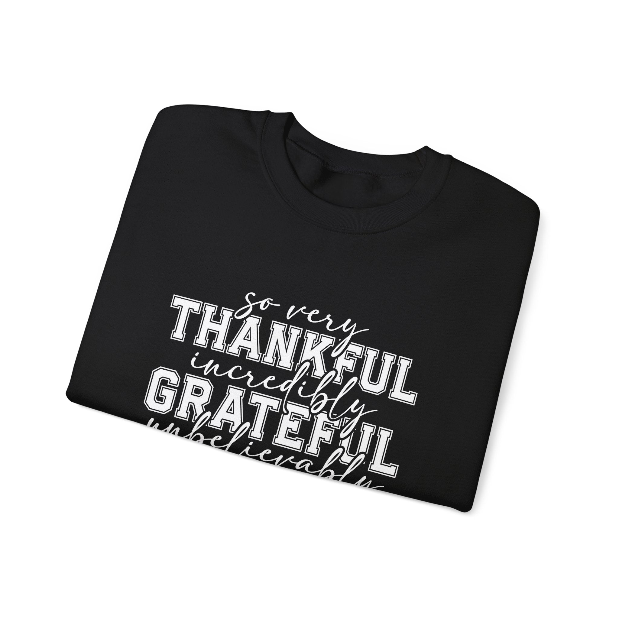 Thankful Grateful Blessed Crewneck Sweatshirt by Printify