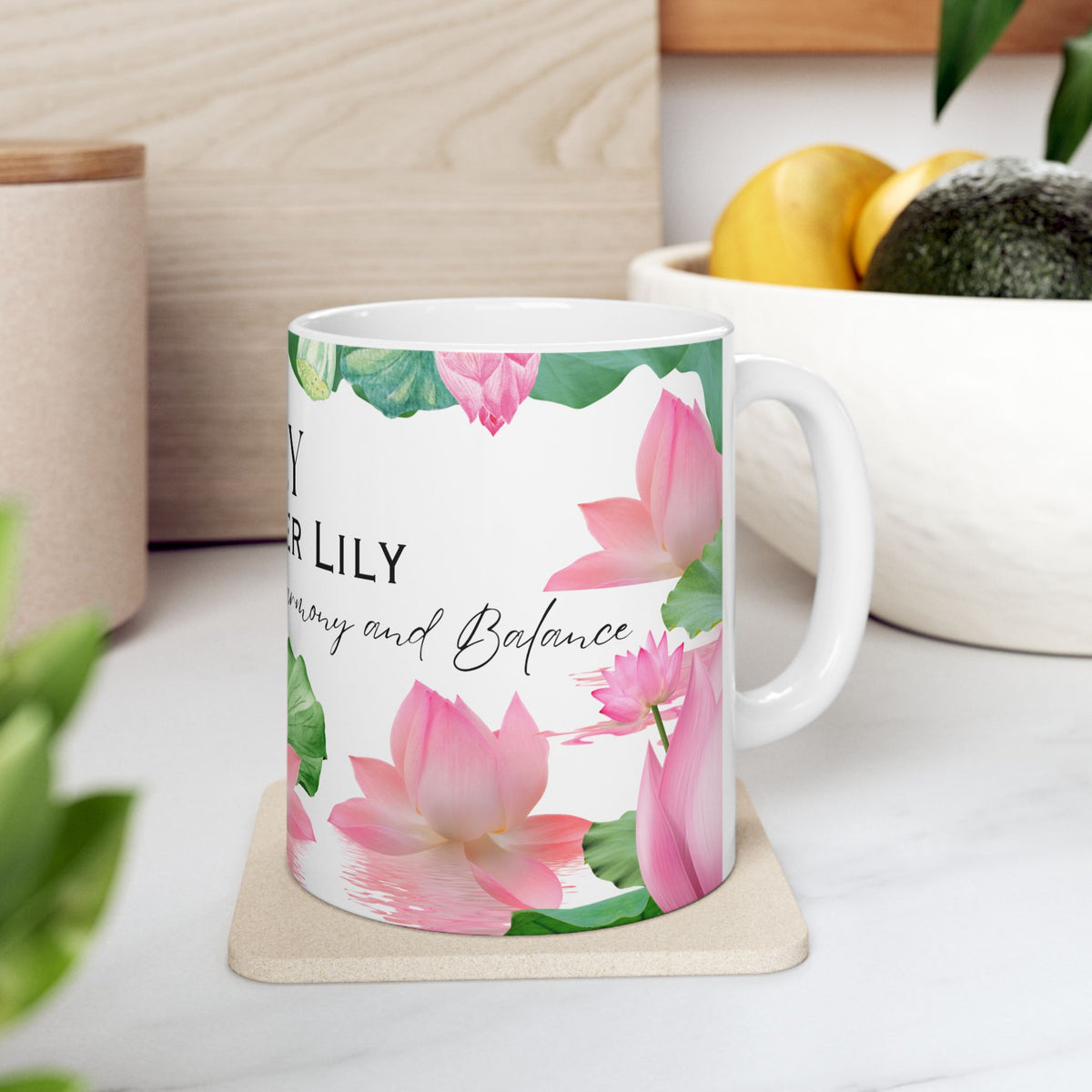 July Water Lily Ceramic Mug — Zodiac Flower Birth Month Coffee Cup by Printify