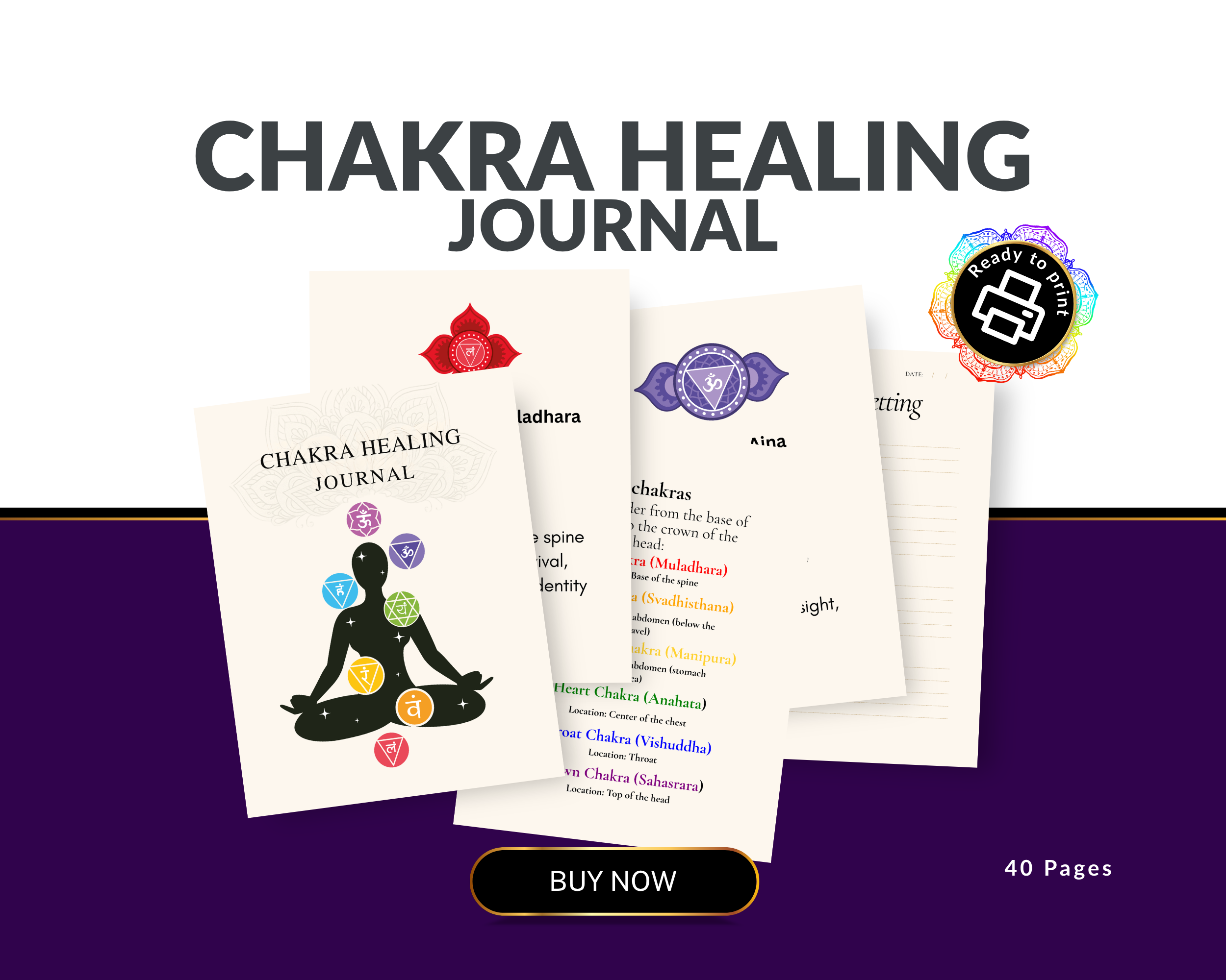 Chakra Healing Journal Canva Template & PDF | Editable Spiritual Wellness Journal