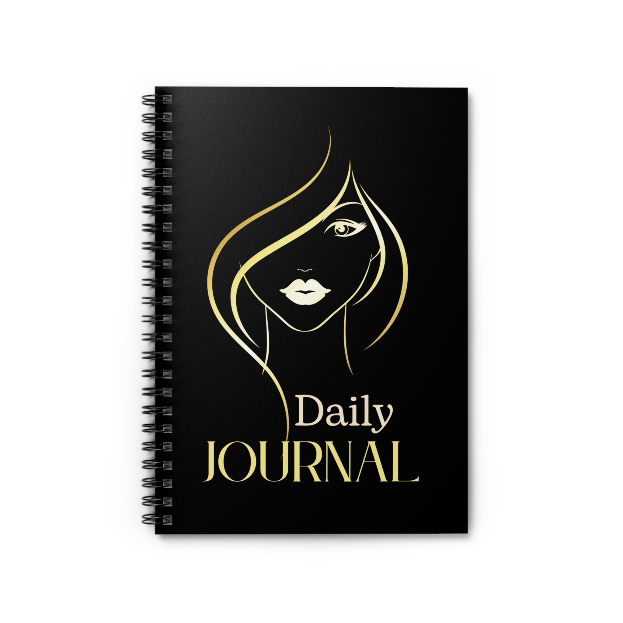 Daily Journal Spiral Notebook — Elegant Gold Femme Cover, Ruled Lined Notebook for Women by Printify