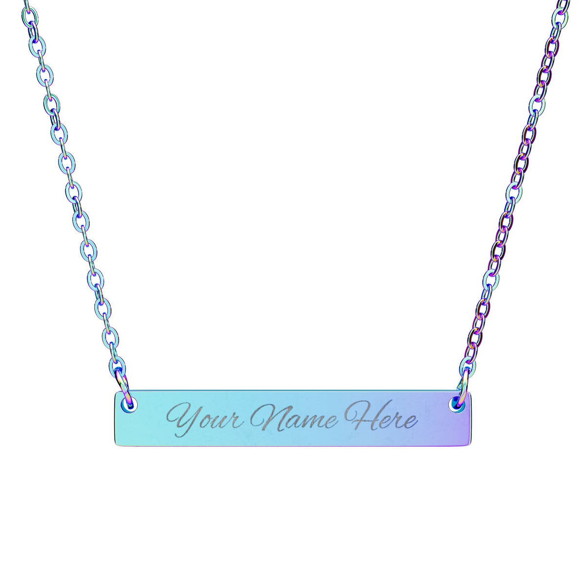 Personalized Name Bar Necklace | Engraved Horizontal Pendant by Printify