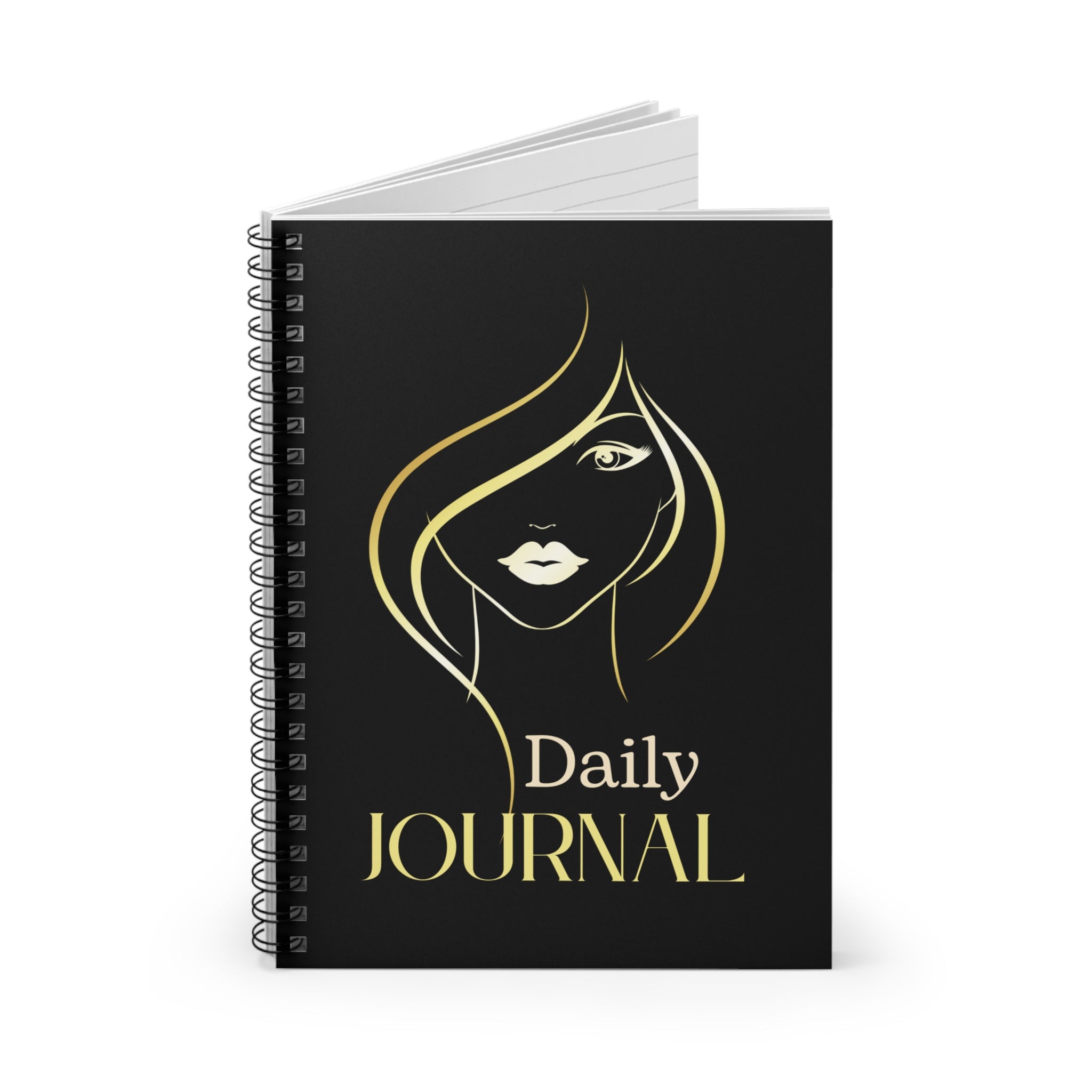 Daily Journal Spiral Notebook — Elegant Gold Femme Cover, Ruled Lined Notebook for Women by Printify