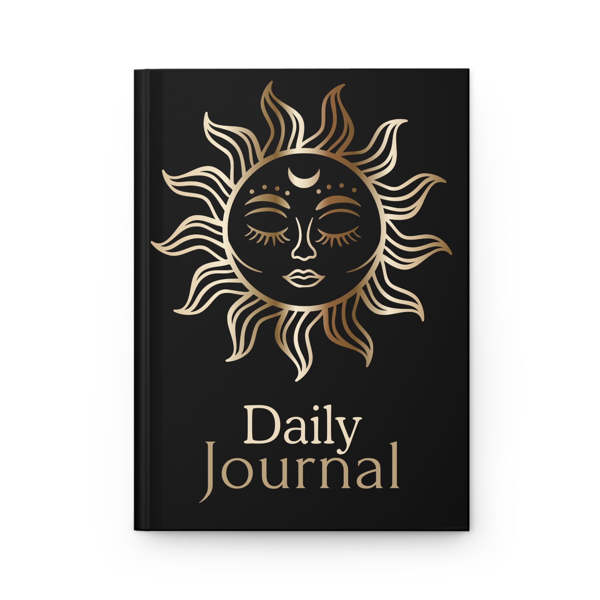 Sun Moon Daily Journal — Black Hardcover Lined Notebook