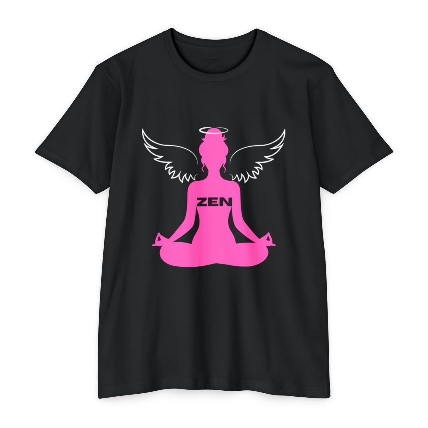 Zen Angel Meditation T-Shirt — Pink Lotus Pose Graphic