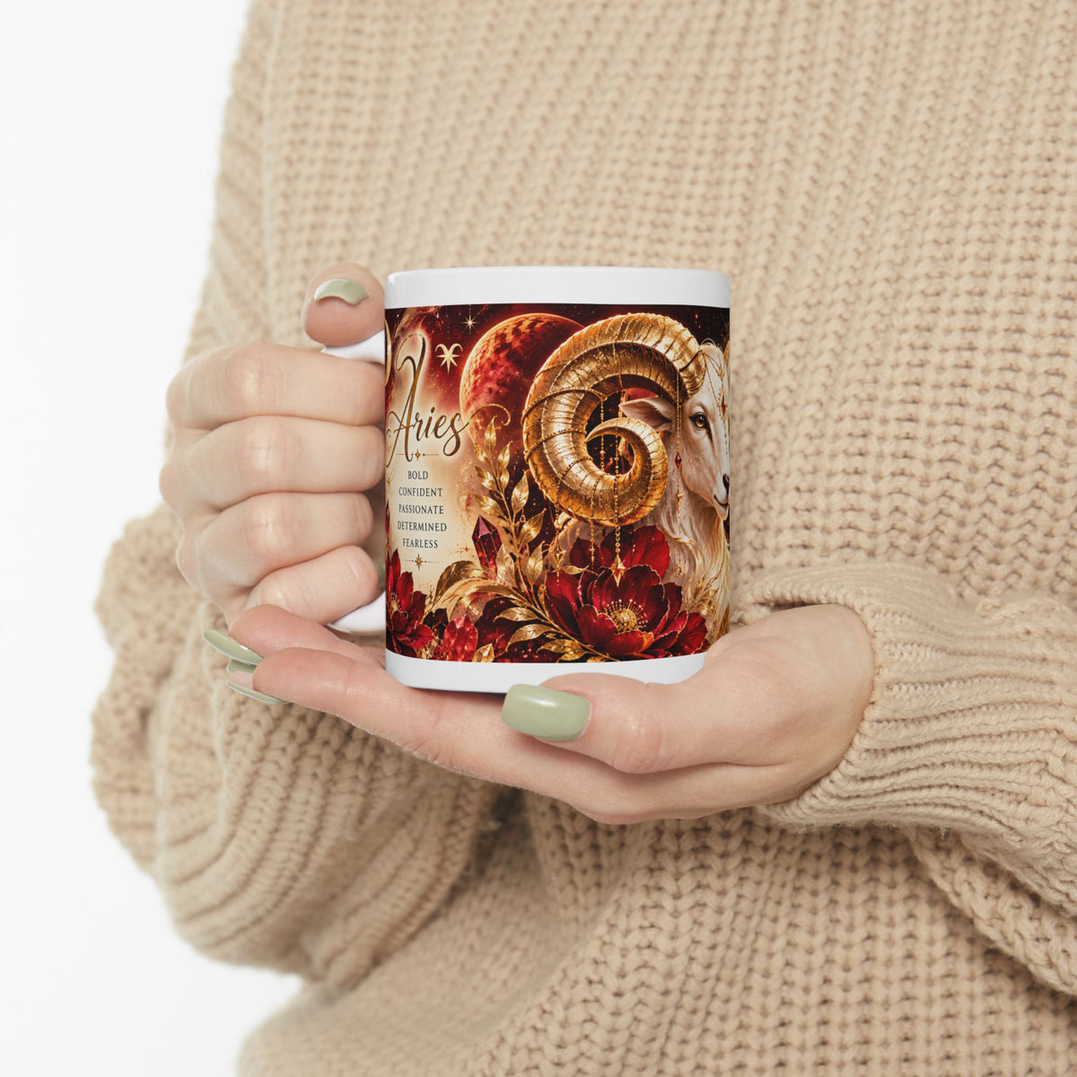 Aries Zodiac Mug – Golden Ram Ceramic Coffee Cup (11oz & 15oz) by Printify