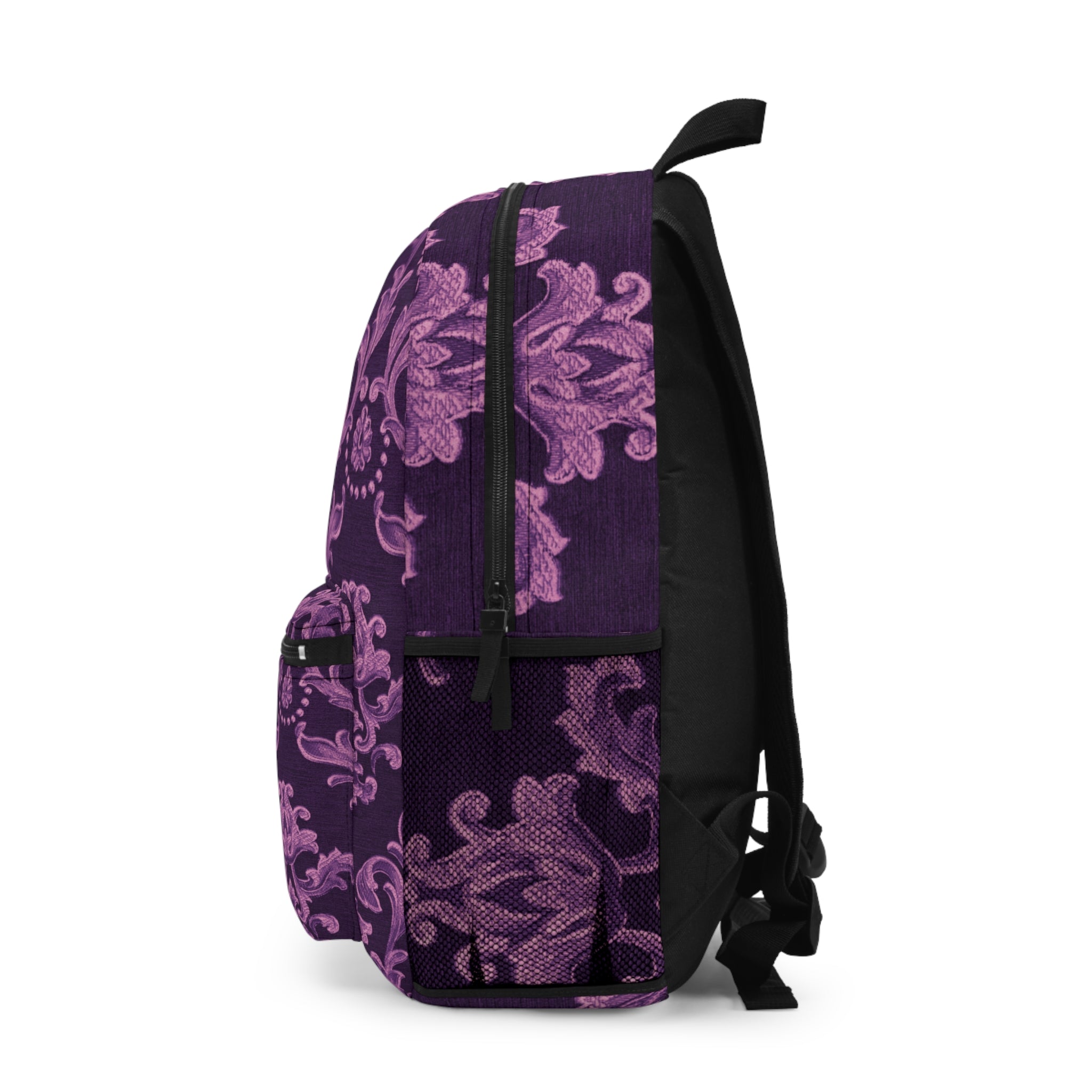 Elegant Floral Backpack | Chic School Bag, Stylish Travel Accessory, Gift for Her, Unique Design, Purple Pattern