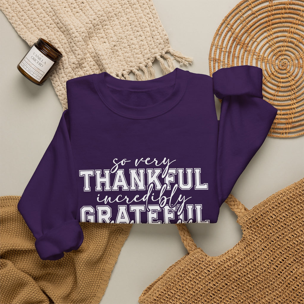 Thankful Grateful Blessed Crewneck Sweatshirt by Printify