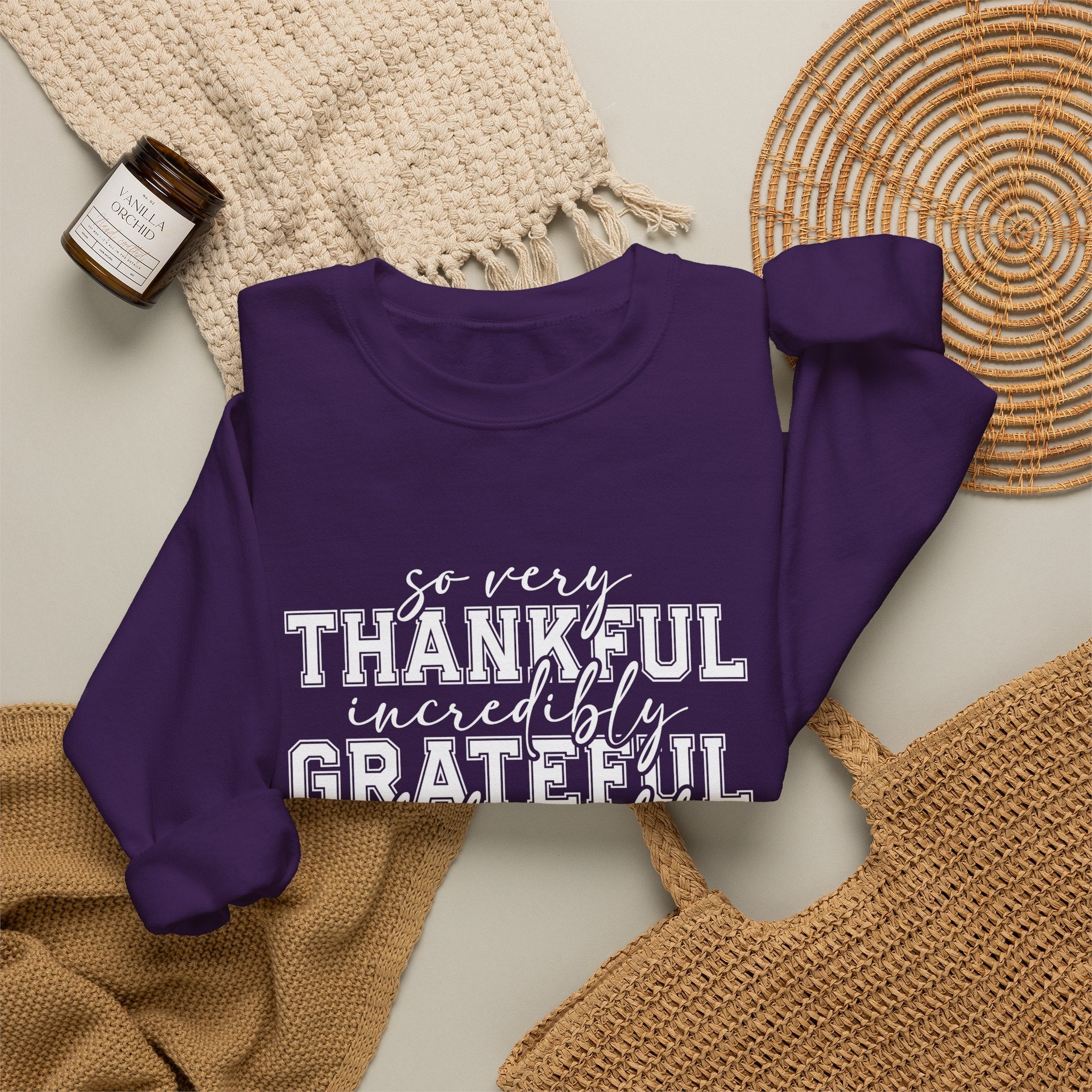 Thankful Grateful Blessed Crewneck Sweatshirt by Printify