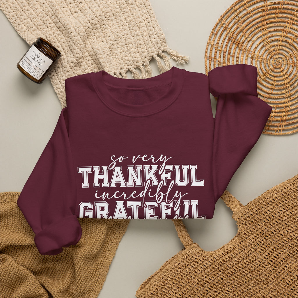 Thankful Grateful Blessed Crewneck Sweatshirt by Printify