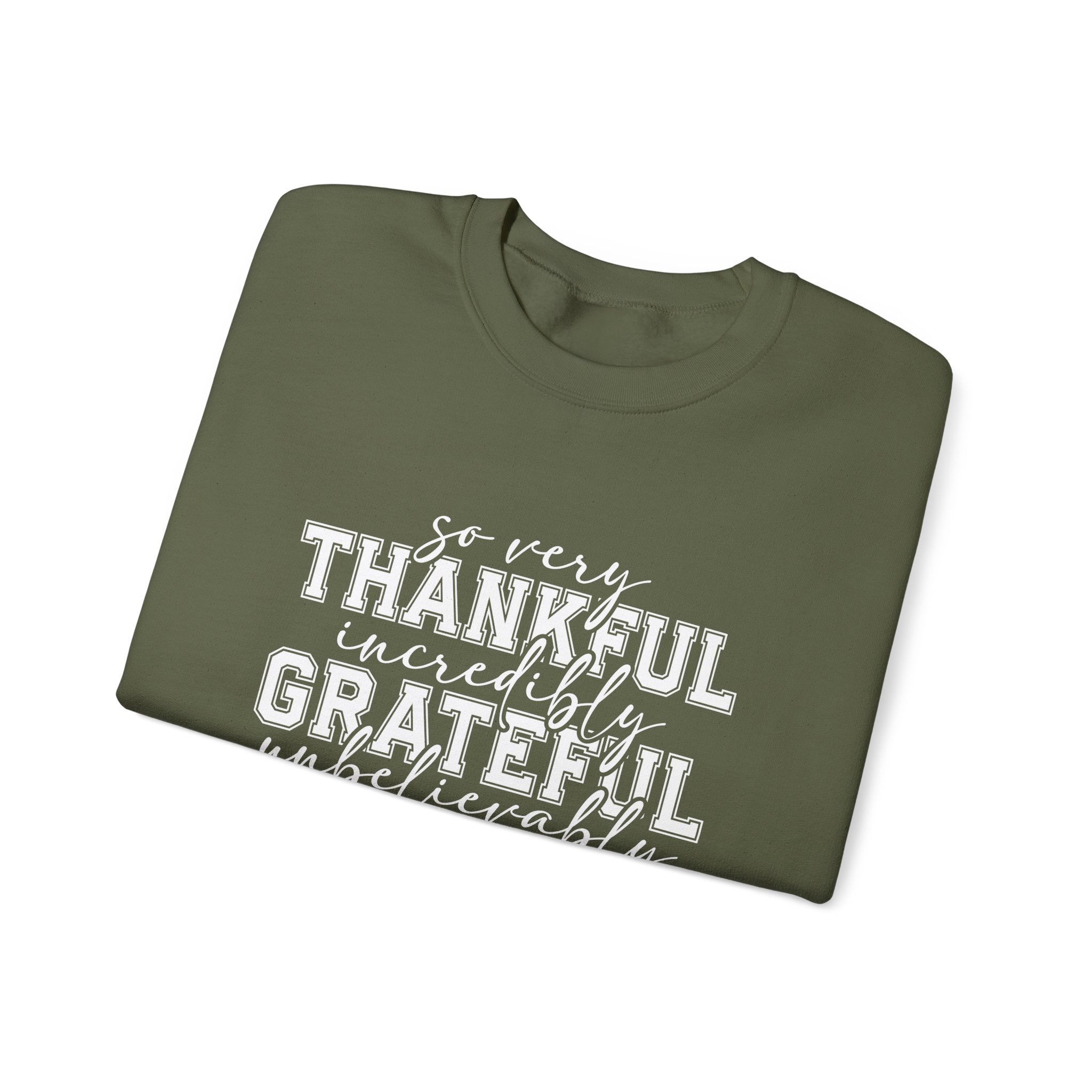 Thankful Grateful Blessed Crewneck Sweatshirt by Printify