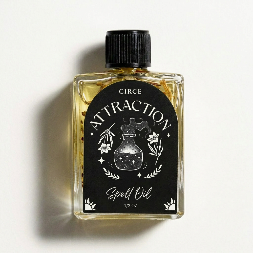 Bottle of Circe Attraction Spell Oil on a white background