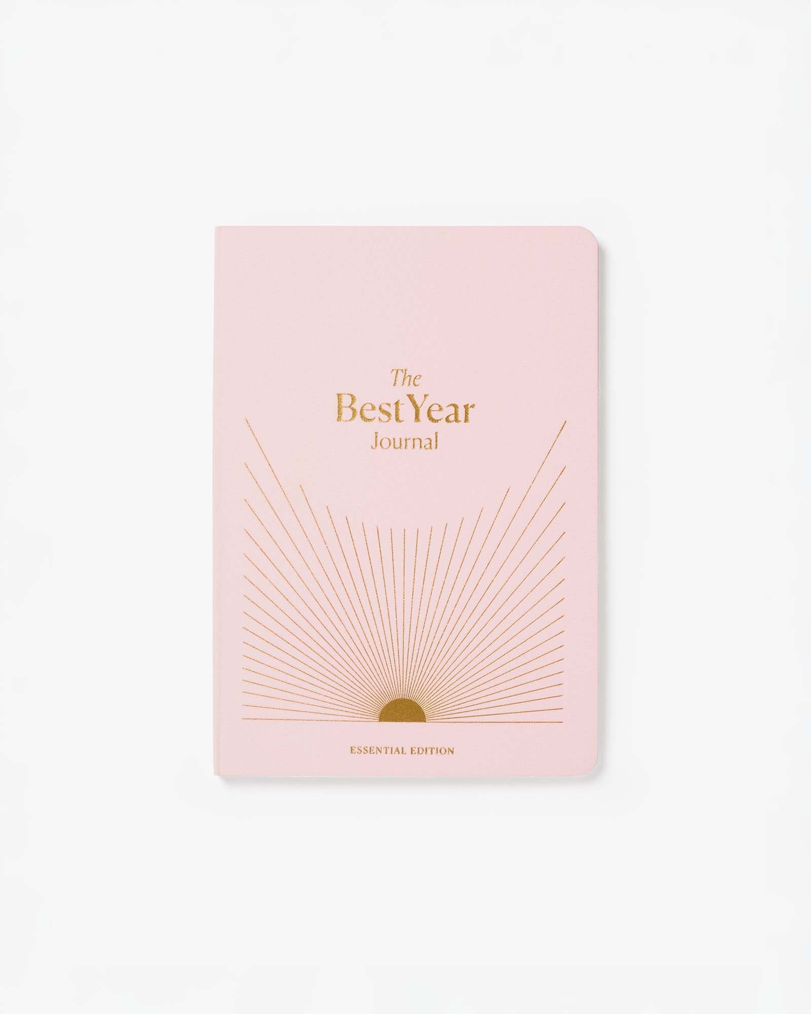Pink journal titled 'The Best Year Journal' on a white background