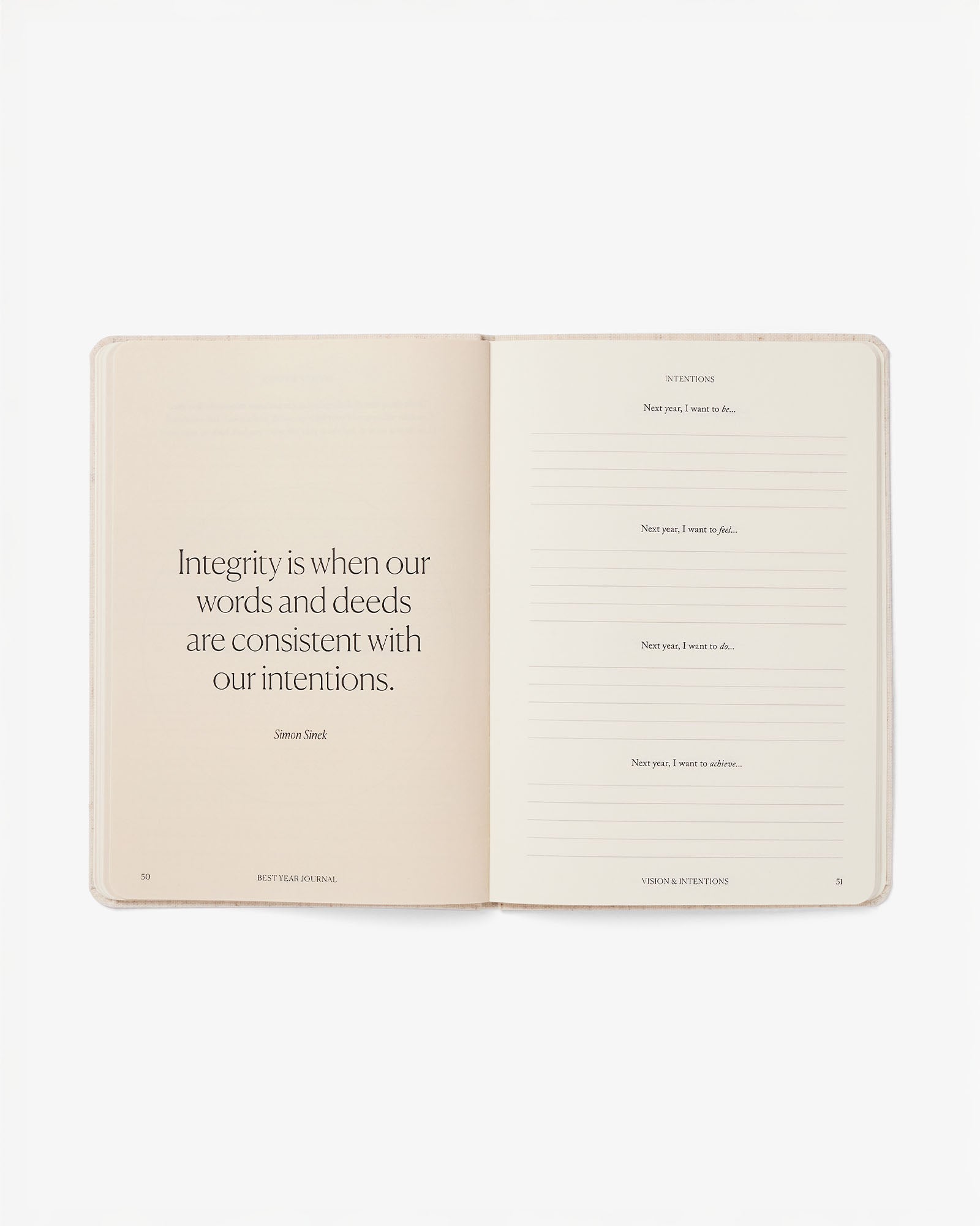 Open book with a quote on integrity on a white background
