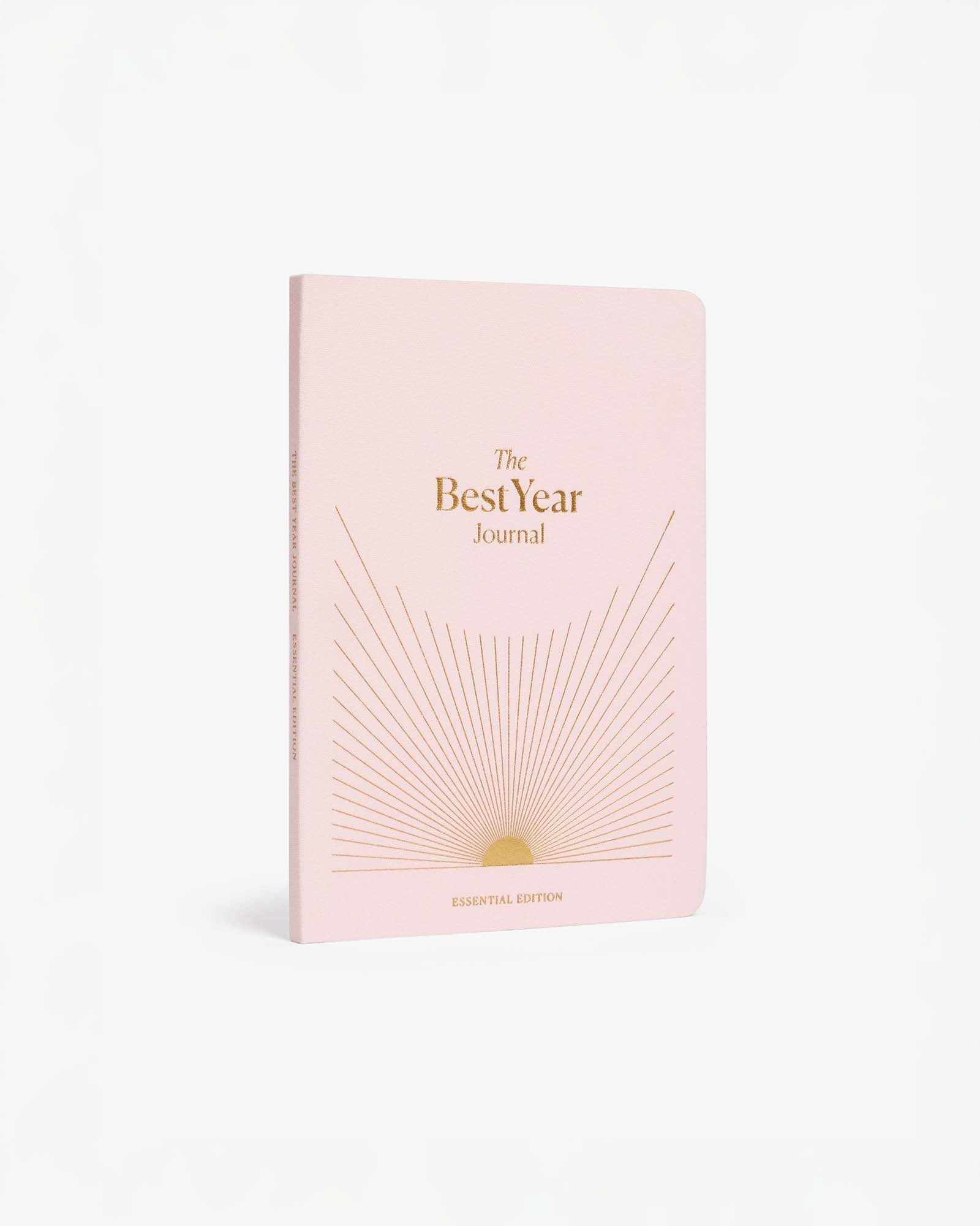 Pink journal titled 'The Best Year Journal' on a white background