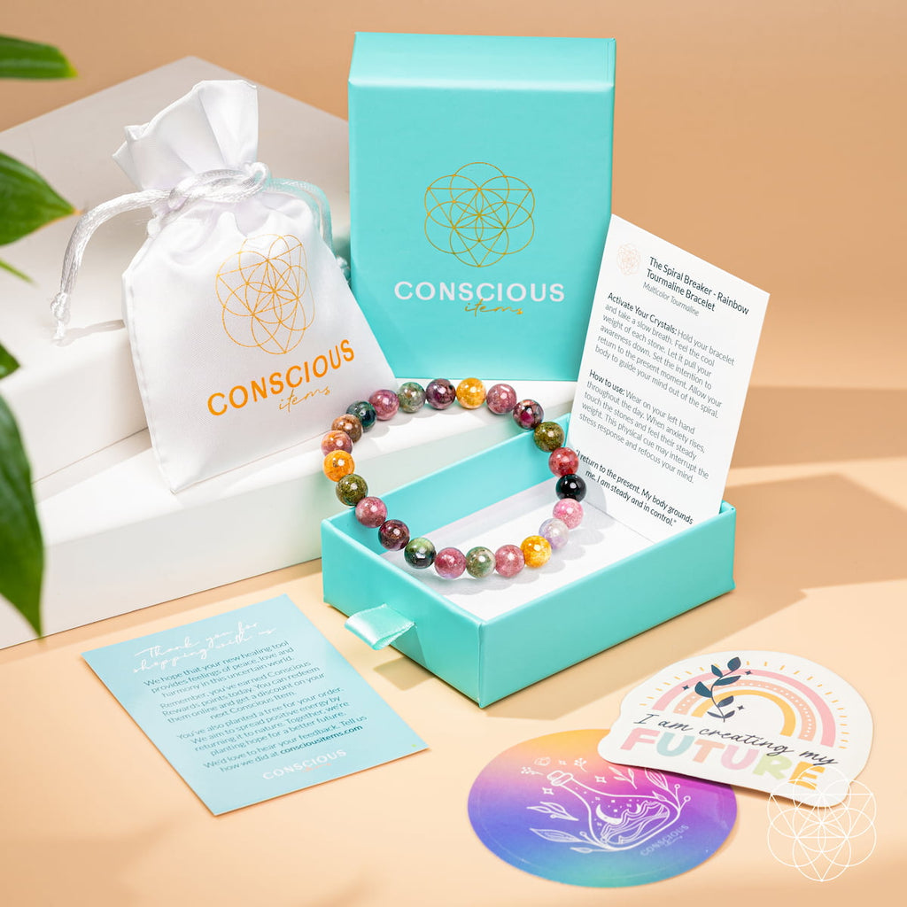 The Spiral Breaker - Rainbow Tourmaline Bracelet by Conscious Items