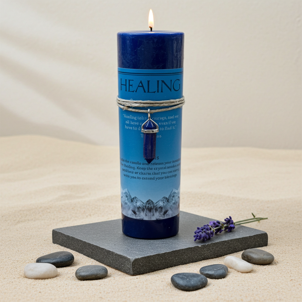 Crystal Energy Candle Healing Lapis