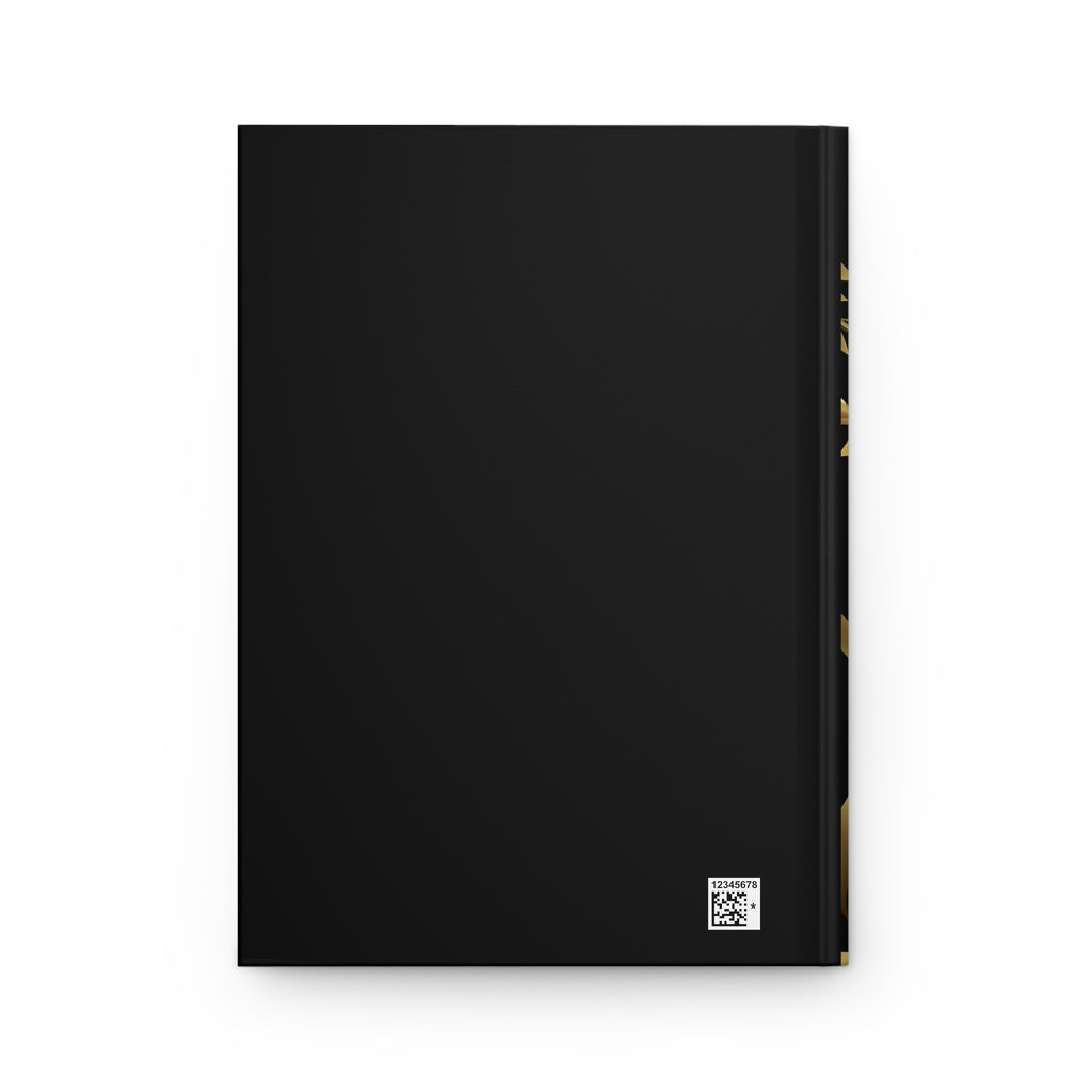 Black notebook with a QR code on a white background
