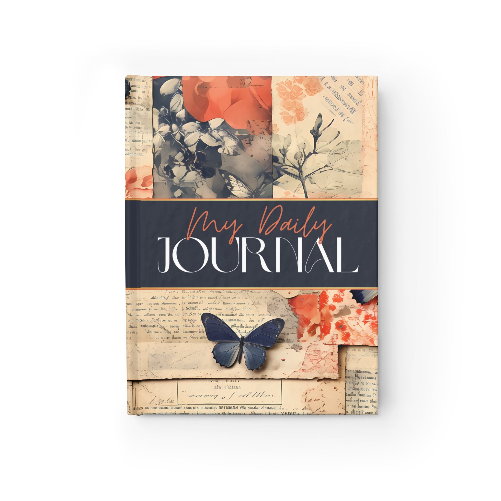 Journal with floral and butterfly design on a white background