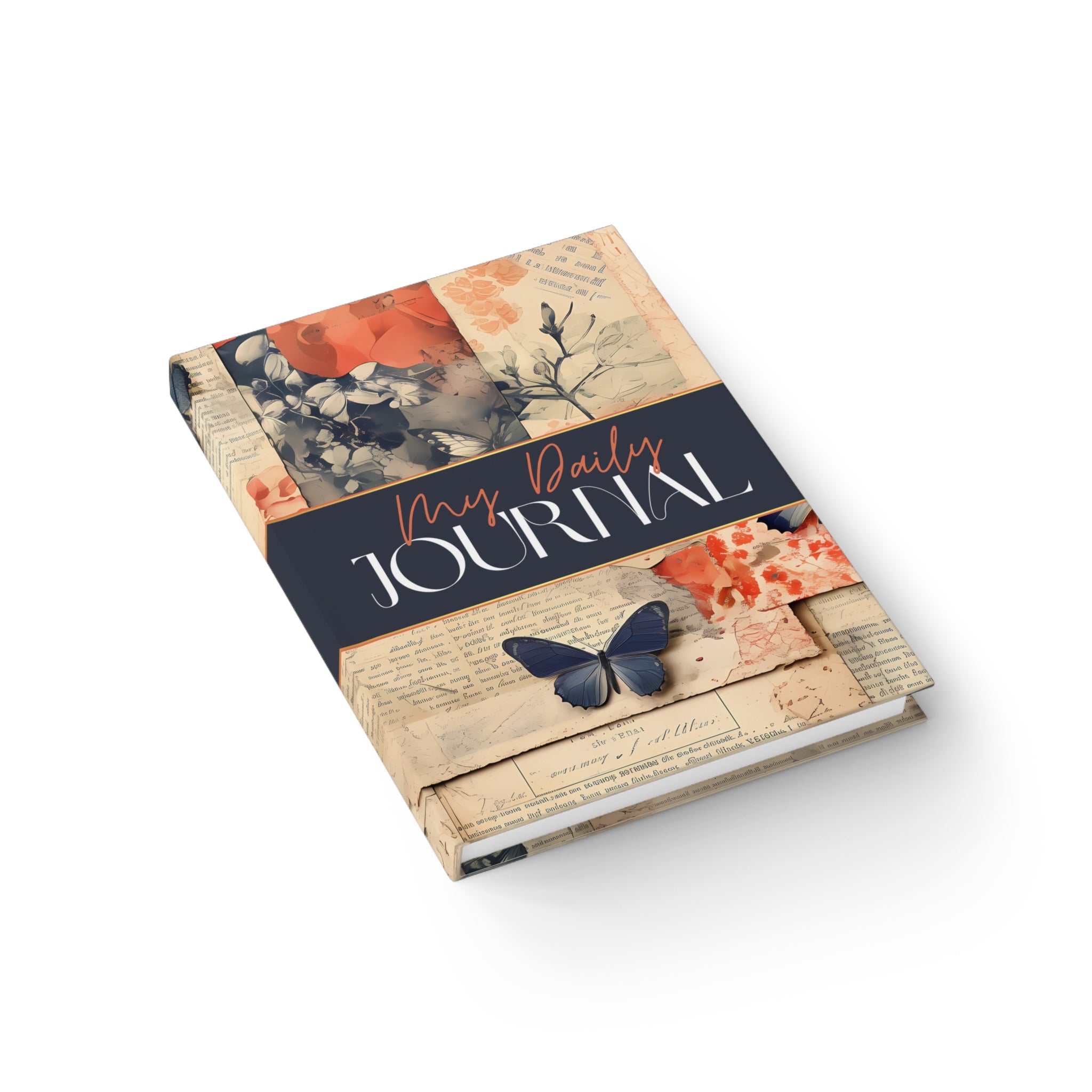 Journal with floral and butterfly design on a white background