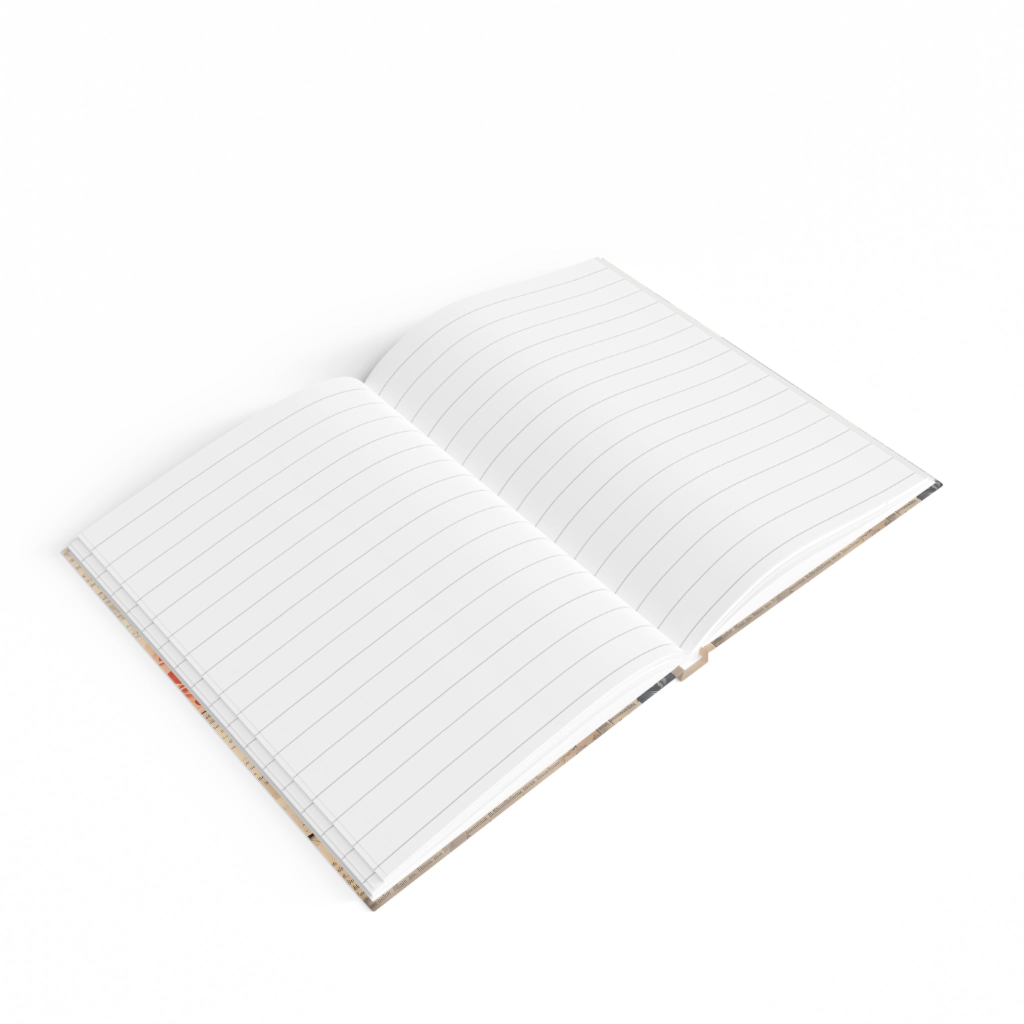 Open notebook with grid paper on a white background