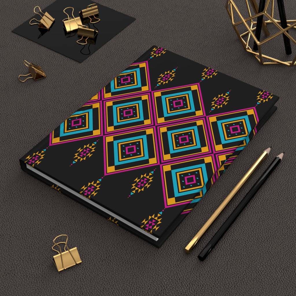 Geometric Neon Diamond Hardcover Journal by Printify