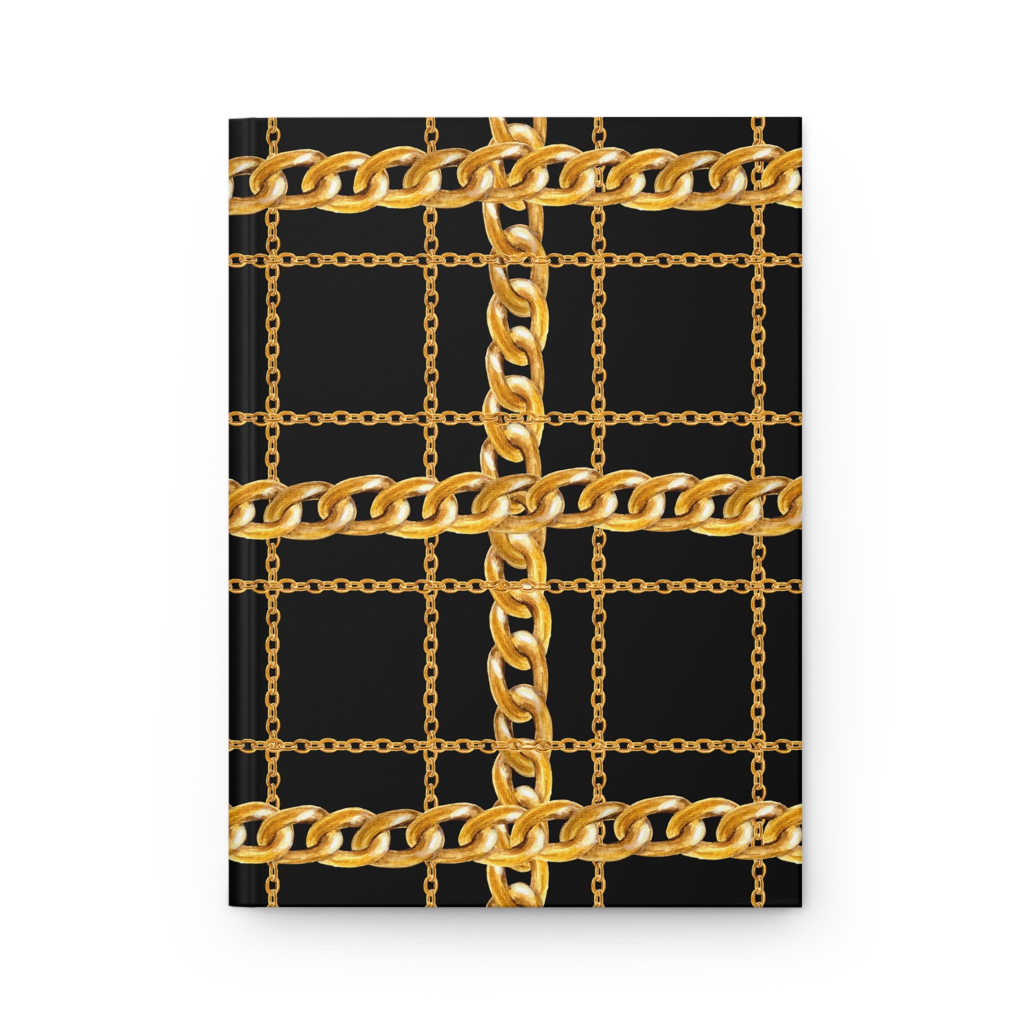 Gold Chain Grid Hardcover Journal — Lined Matte Notebook