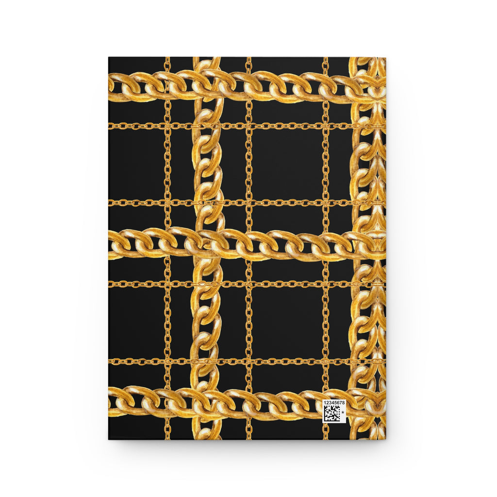 Gold Chain Grid Hardcover Journal — Lined Matte Notebook