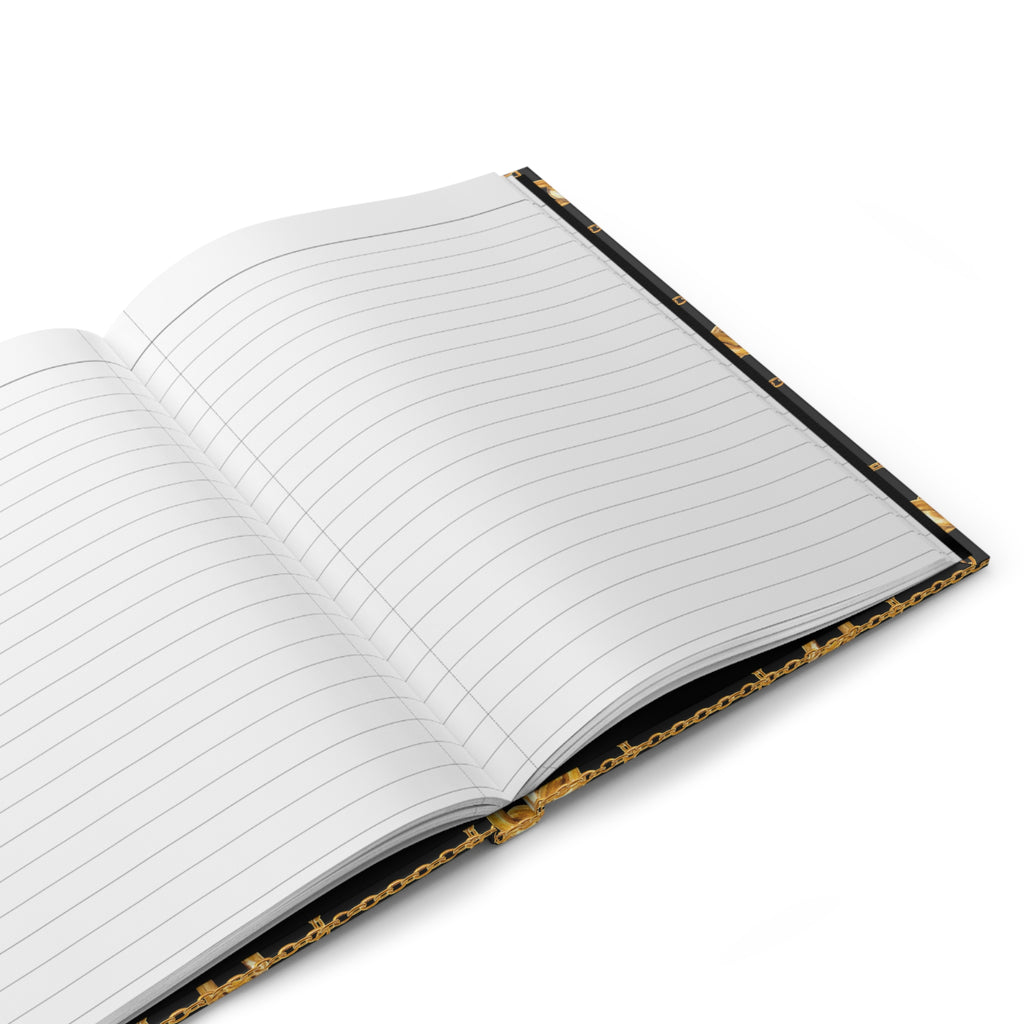 Gold Chain Grid Hardcover Journal — Lined Matte Notebook