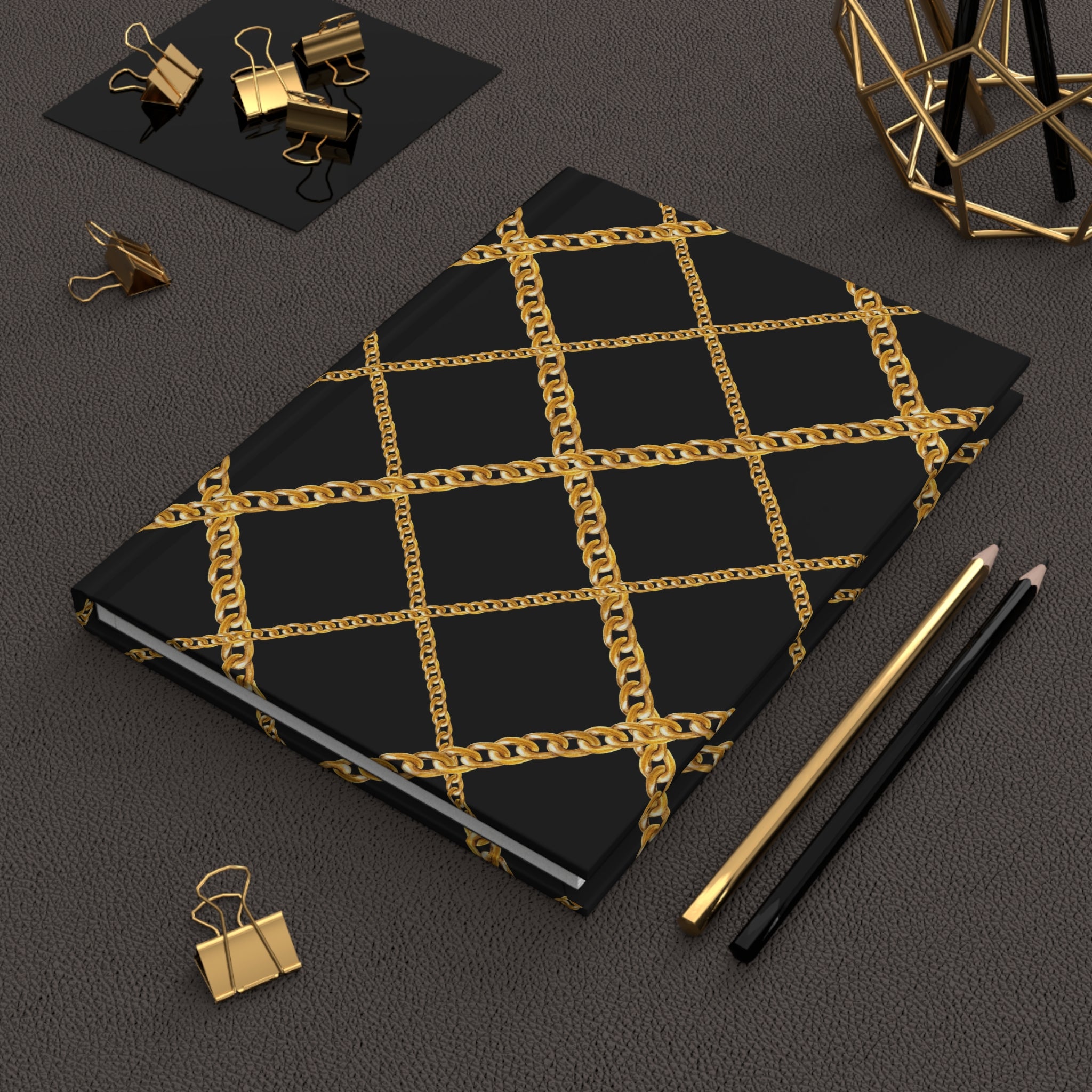 Gold Chain Lattice Hardcover Journal by Printify
