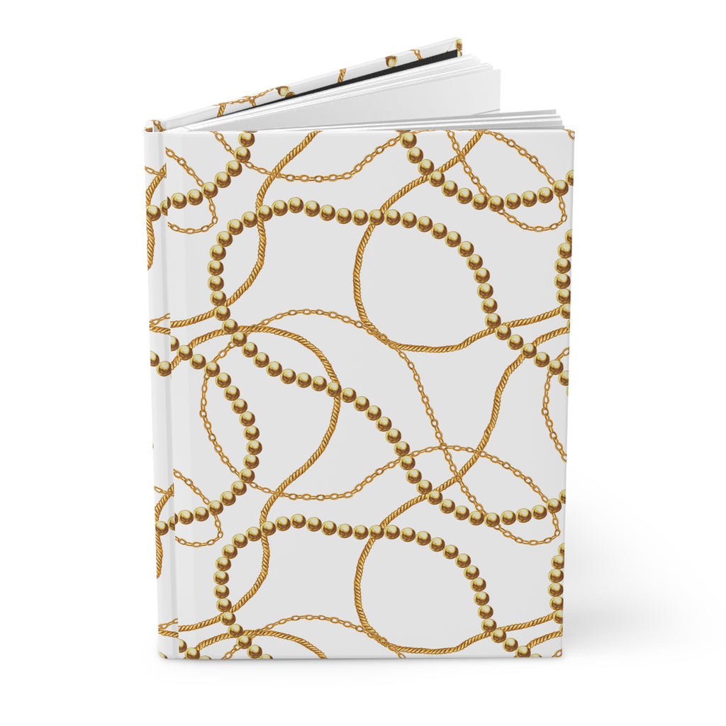 Gold Chain Pattern Hardcover Journal — Lined Matte Notebook for Notes & Gifts