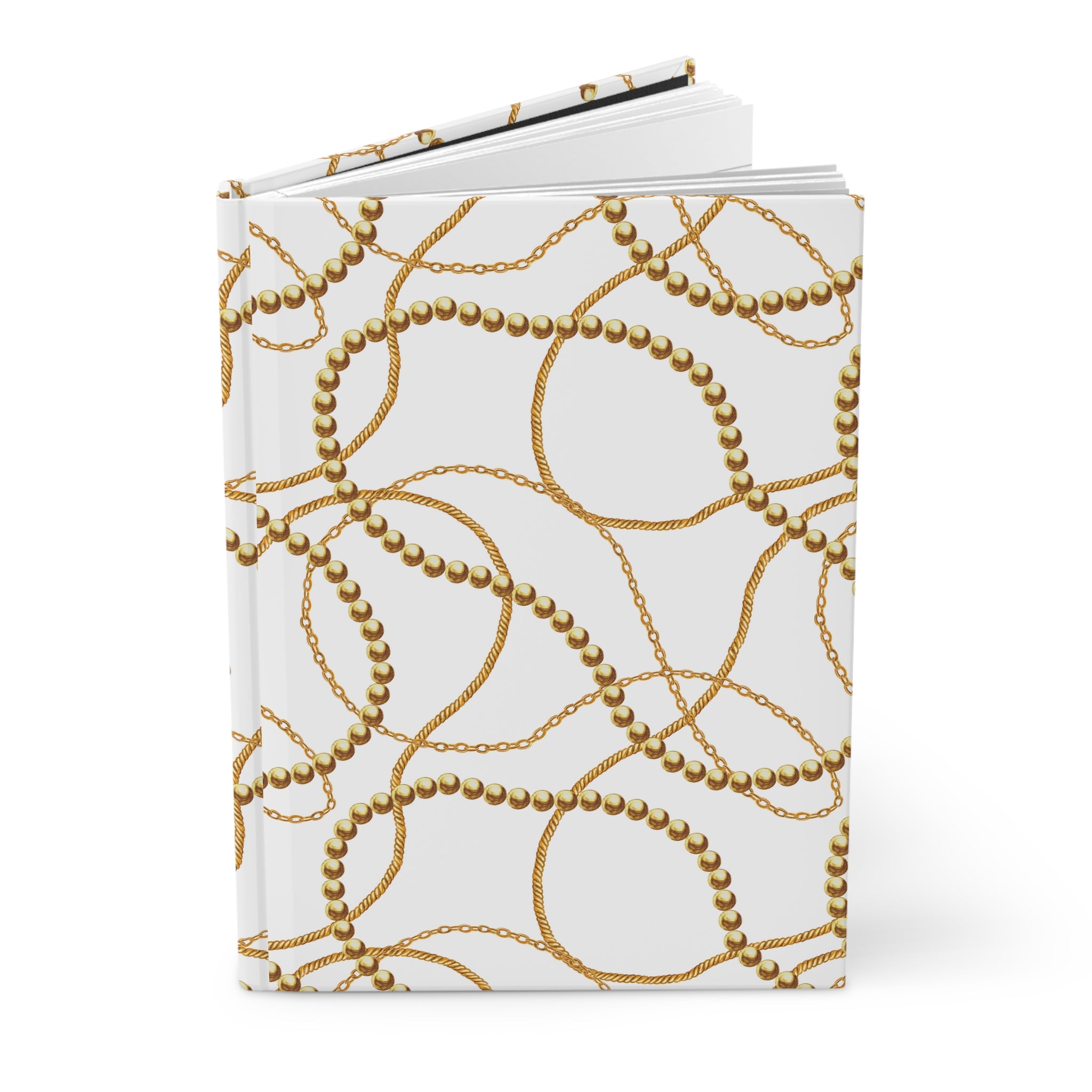Gold Chain Pattern Hardcover Journal — Lined Matte Notebook for Notes & Gifts