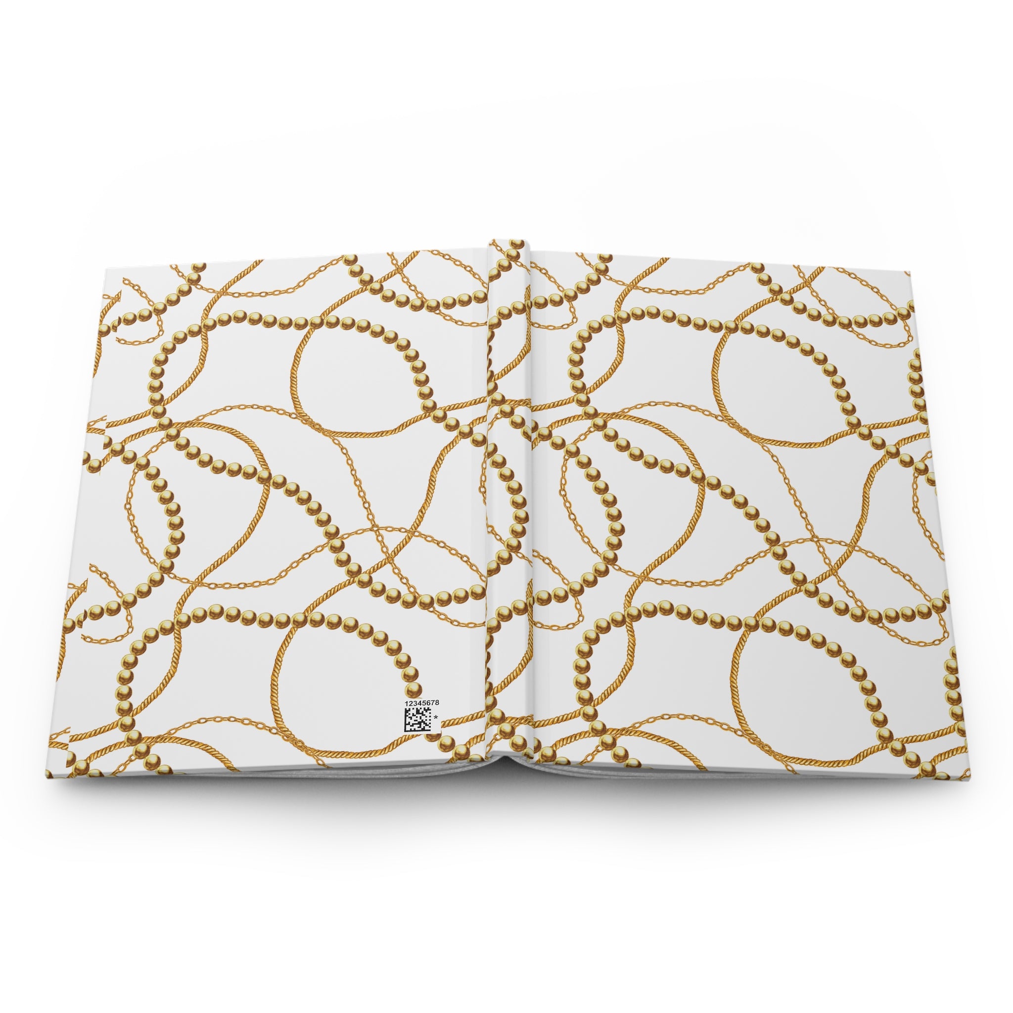 Gold Chain Pattern Hardcover Journal — Lined Matte Notebook for Notes & Gifts