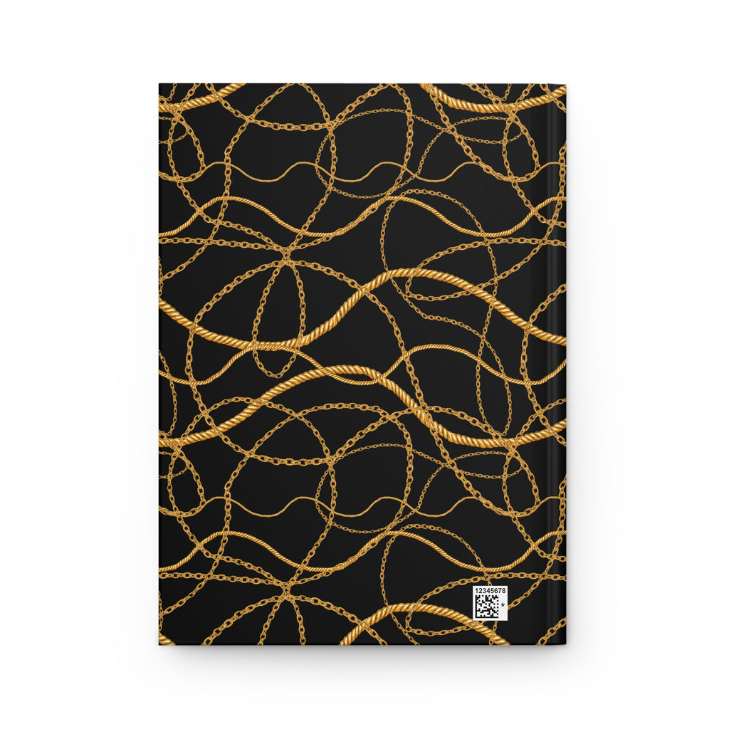 Gold Chain Pattern Hardcover Journal — Lined Matte Notebook for Elegant Note-Taking