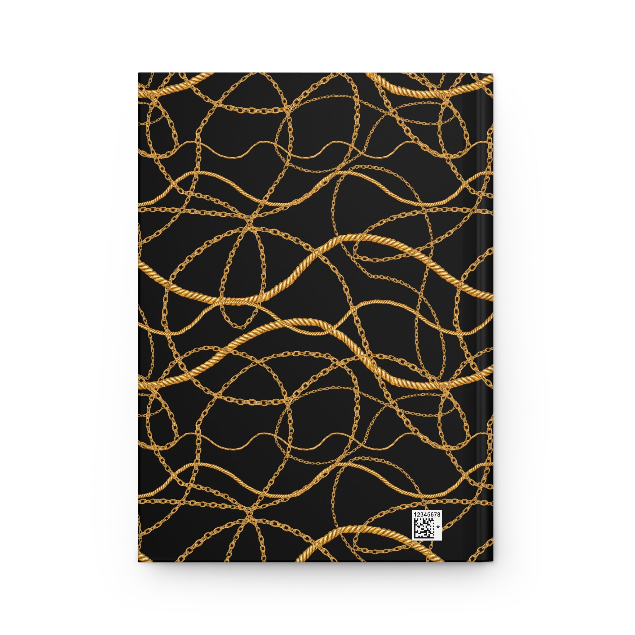 Gold Chain Pattern Hardcover Journal — Lined Matte Notebook for Elegant Note-Taking