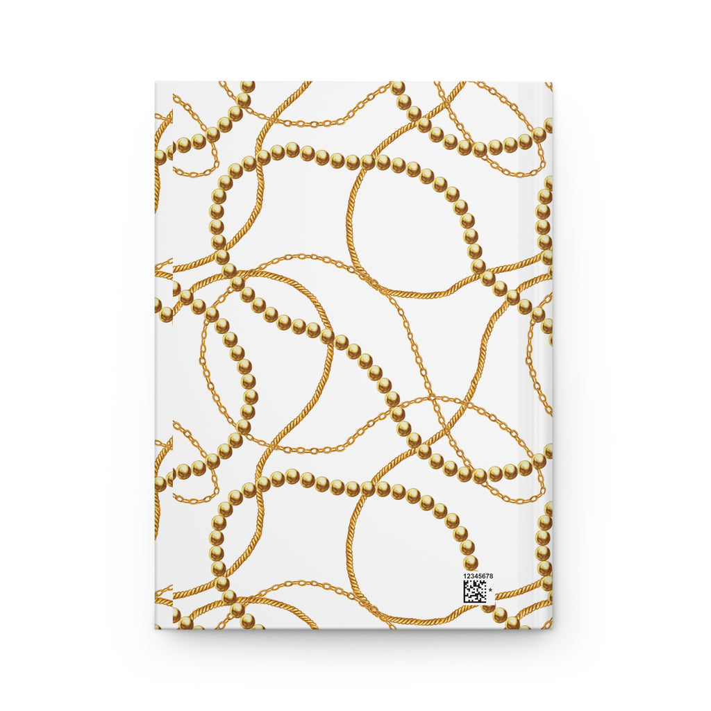 Gold Chain Pattern Hardcover Journal — Lined Matte Notebook for Notes & Gifts