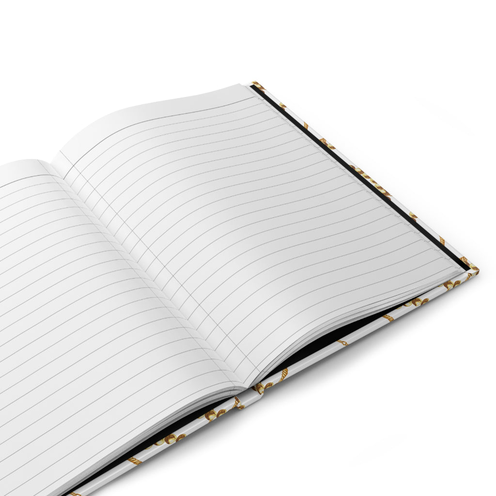 Gold Chain Pattern Hardcover Journal — Lined Matte Notebook for Notes & Gifts