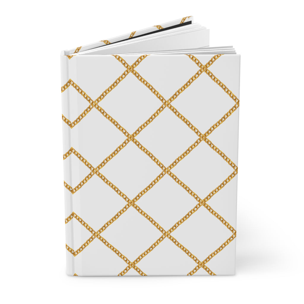 Gold Lattice Hardcover Journal — Elegant Lined Notebook