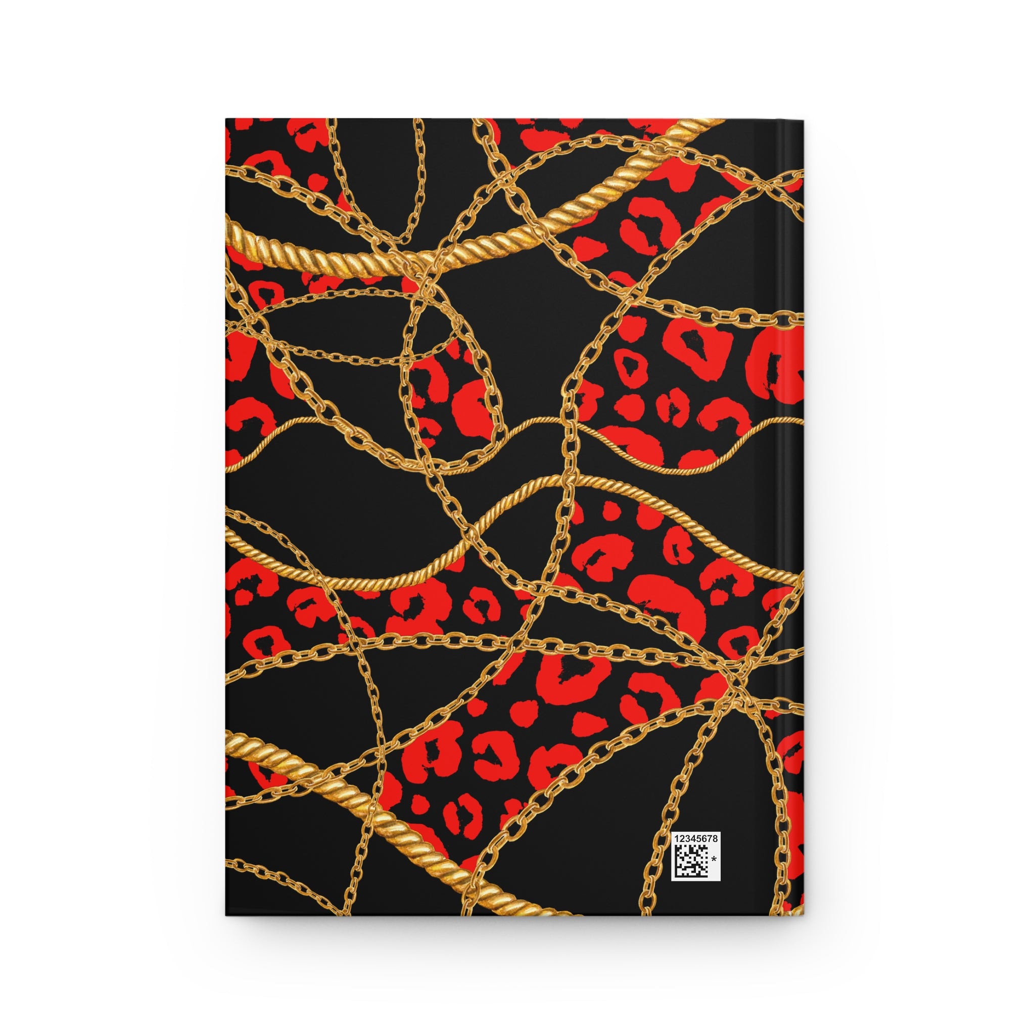 Hardcover Journal - Red Leopard & Gold Chain Pattern (Lined)