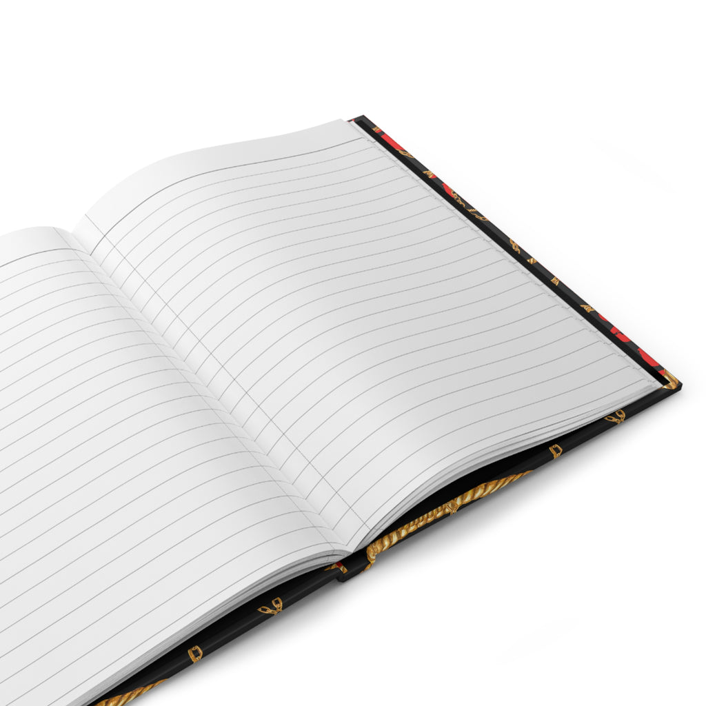Hardcover Journal - Red Leopard & Gold Chain Pattern (Lined)
