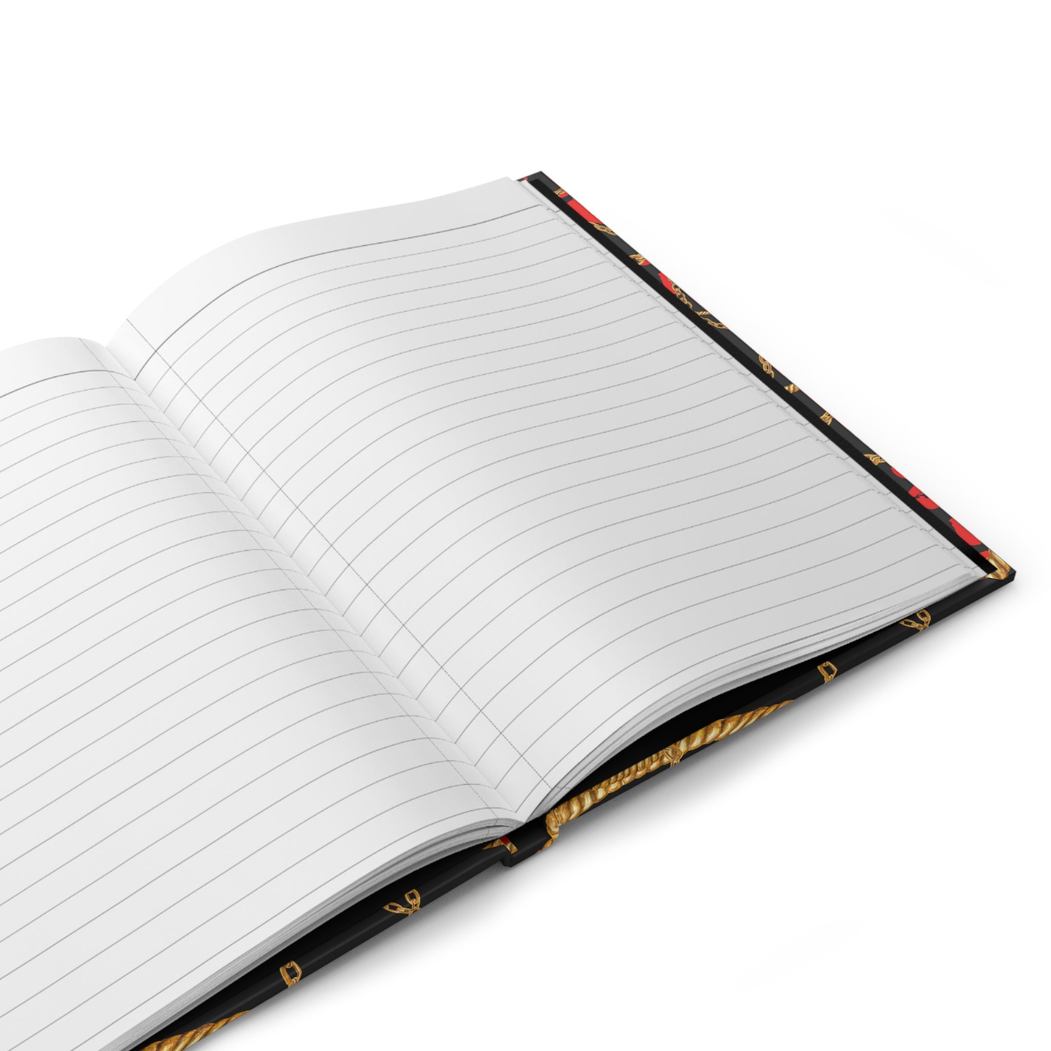 Hardcover Journal - Red Leopard & Gold Chain Pattern (Lined)