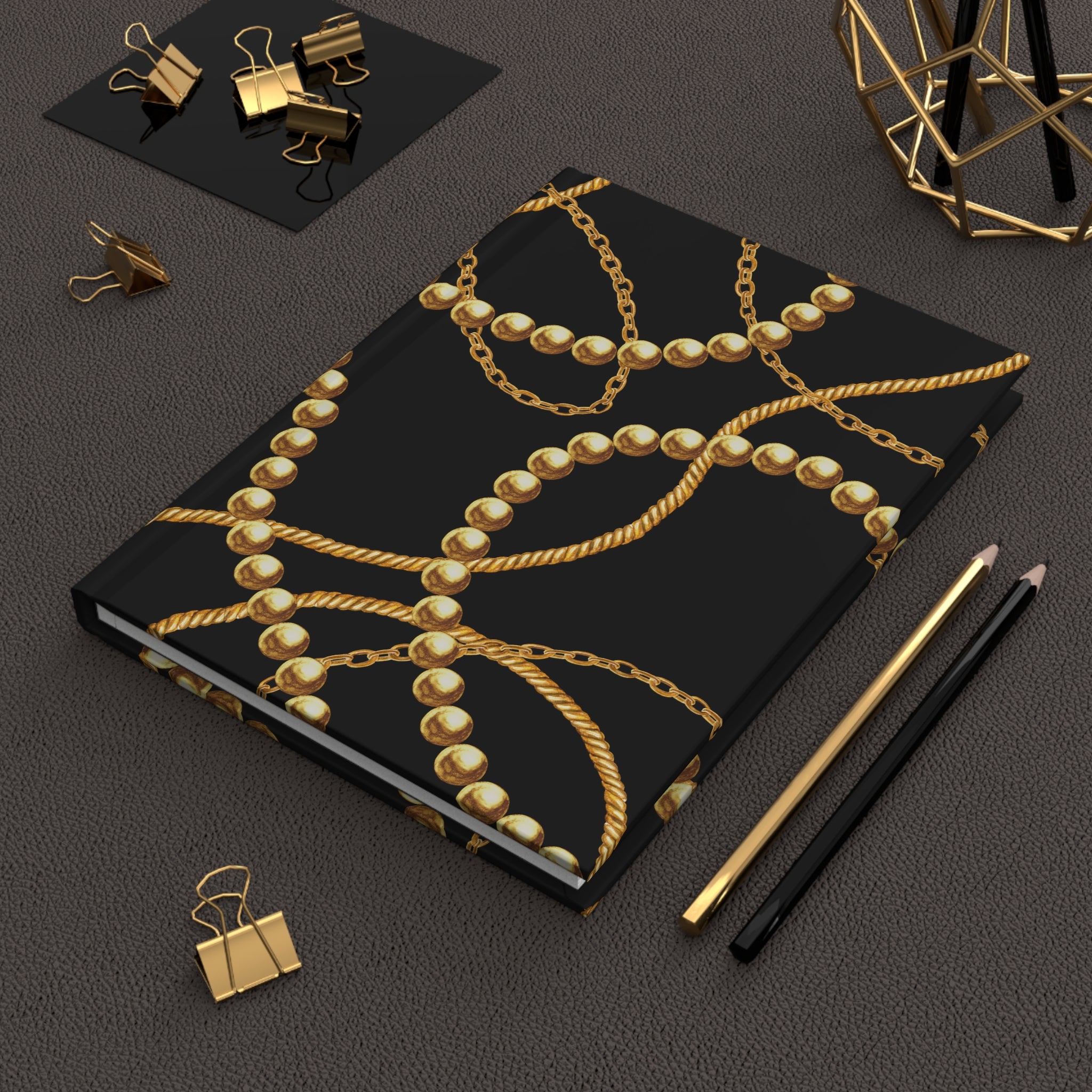 Hardcover Journal — Luxe Gold Chain Pattern (Lined) by Printify