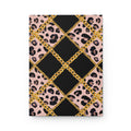 Hardcover Journal — Pink Leopard & Gold Chain Lattice (Lined) by Printify