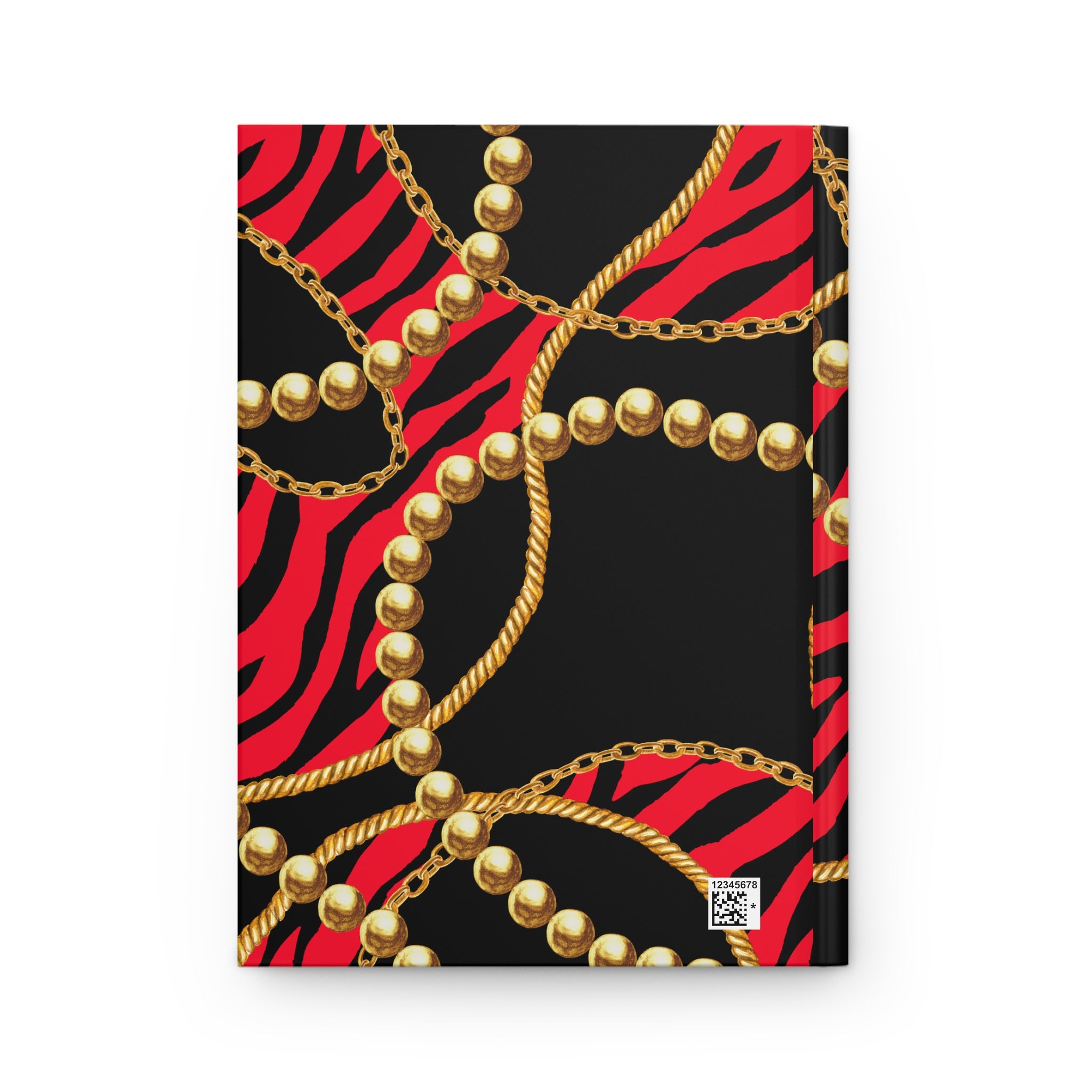 Hardcover Journal — Red Zebra & Gold Chain Lined Notebook by Printify