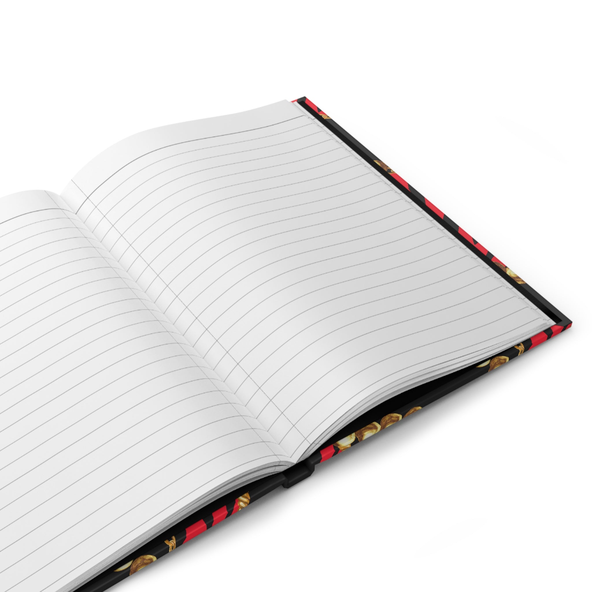 Hardcover Journal — Red Zebra & Gold Chain Lined Notebook by Printify