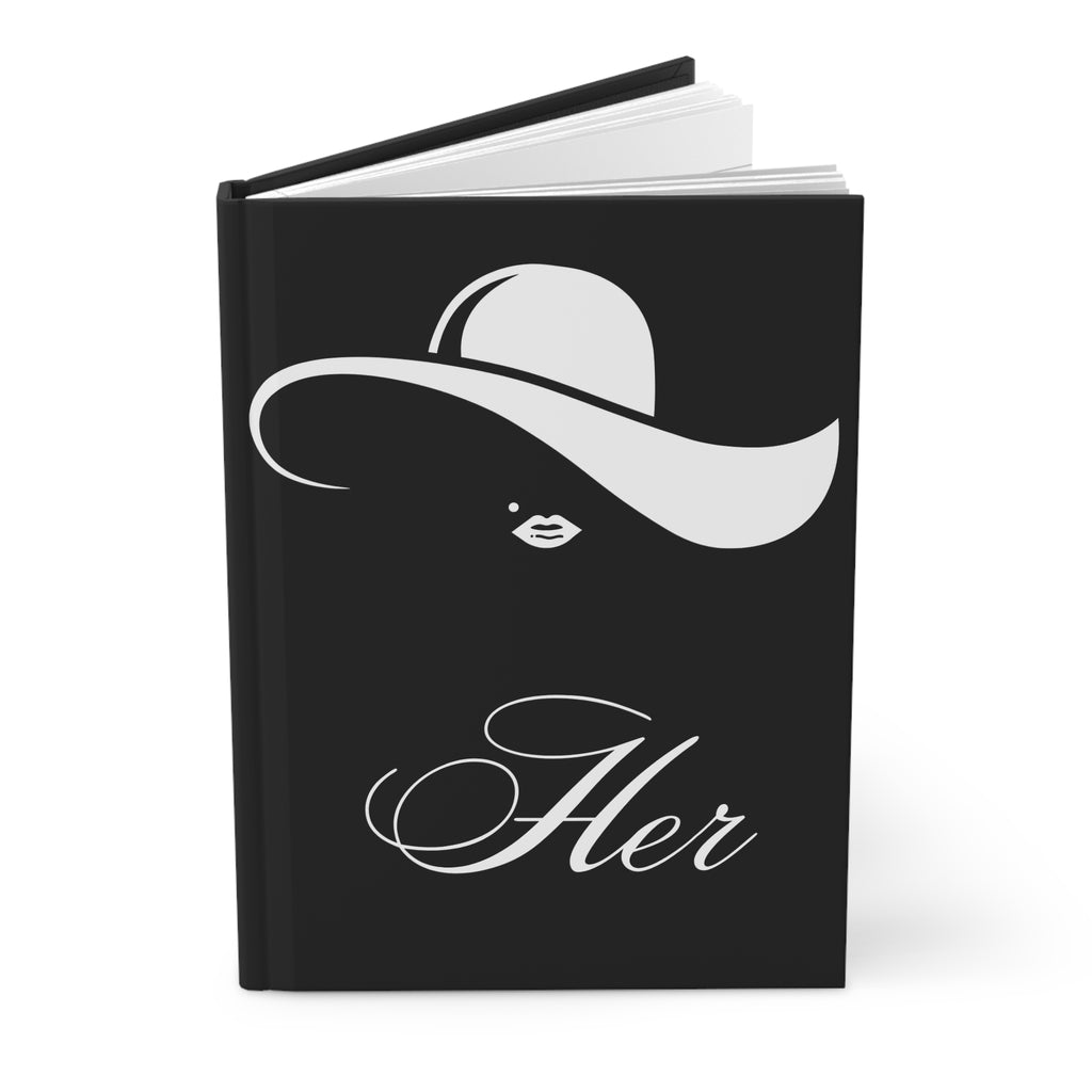 Her Elegant Journal — Black Hardcover Lined Notebook by Printify